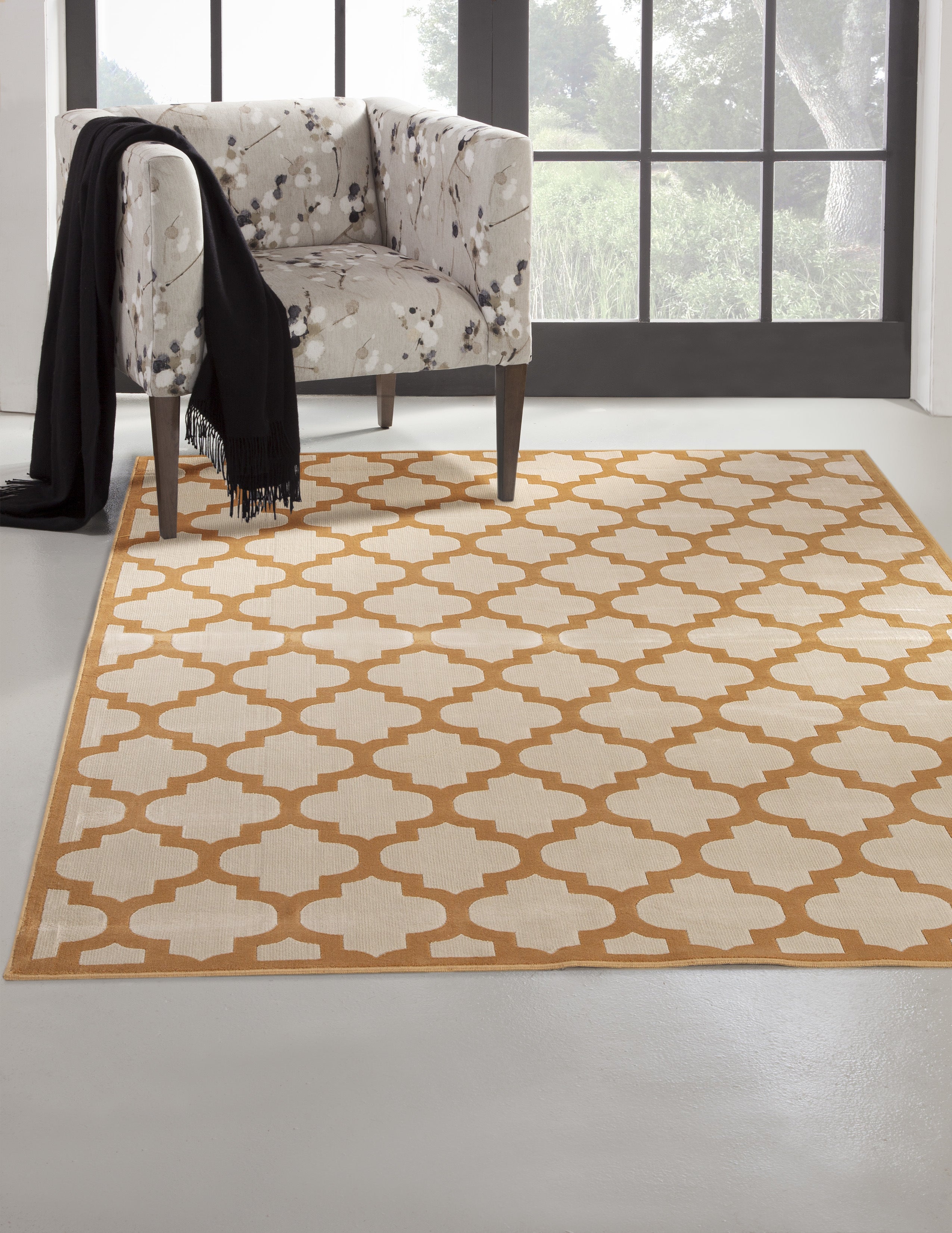 Trellis Tangerine/Ivory Area Rug 8x10