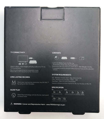 LG BP50NB40 - 8x External USB 2.0 Blu-ray Disc Double-Layer DVD±RW/CD-RW Disc Rewriter - Black (Refurbished Renewed)