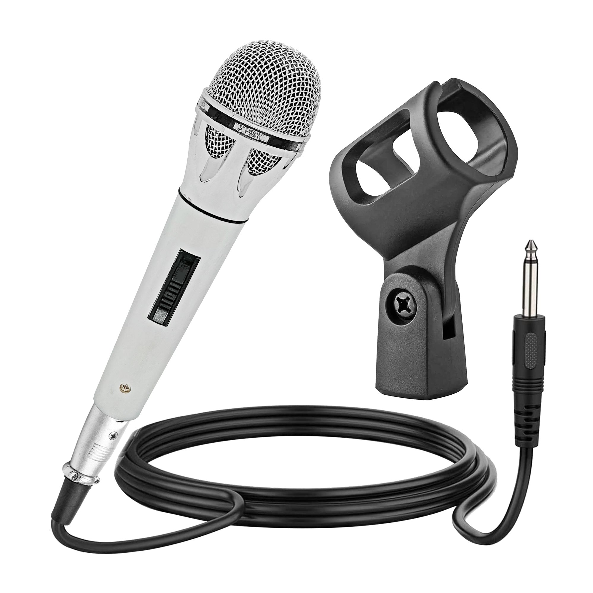 5 Core Microphone Wired Dynamic Vocal Handheld Karaoke Mic Cardioid Unidirectional Microfono w On and Off Switch Includes XLR Audio Cable Mic Holder PM 817 CH