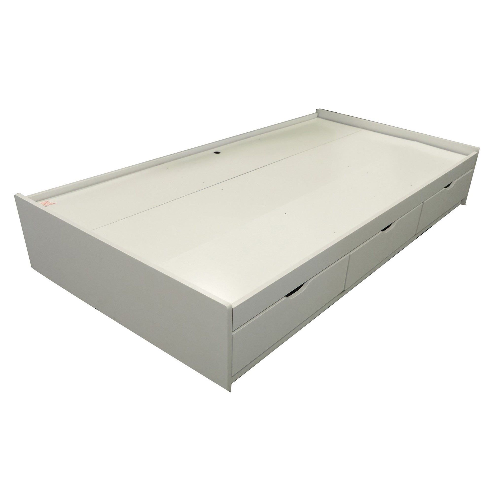 Contemporary Style Wooden Frame Twin Size Chest Bed with 3 Drawers, White