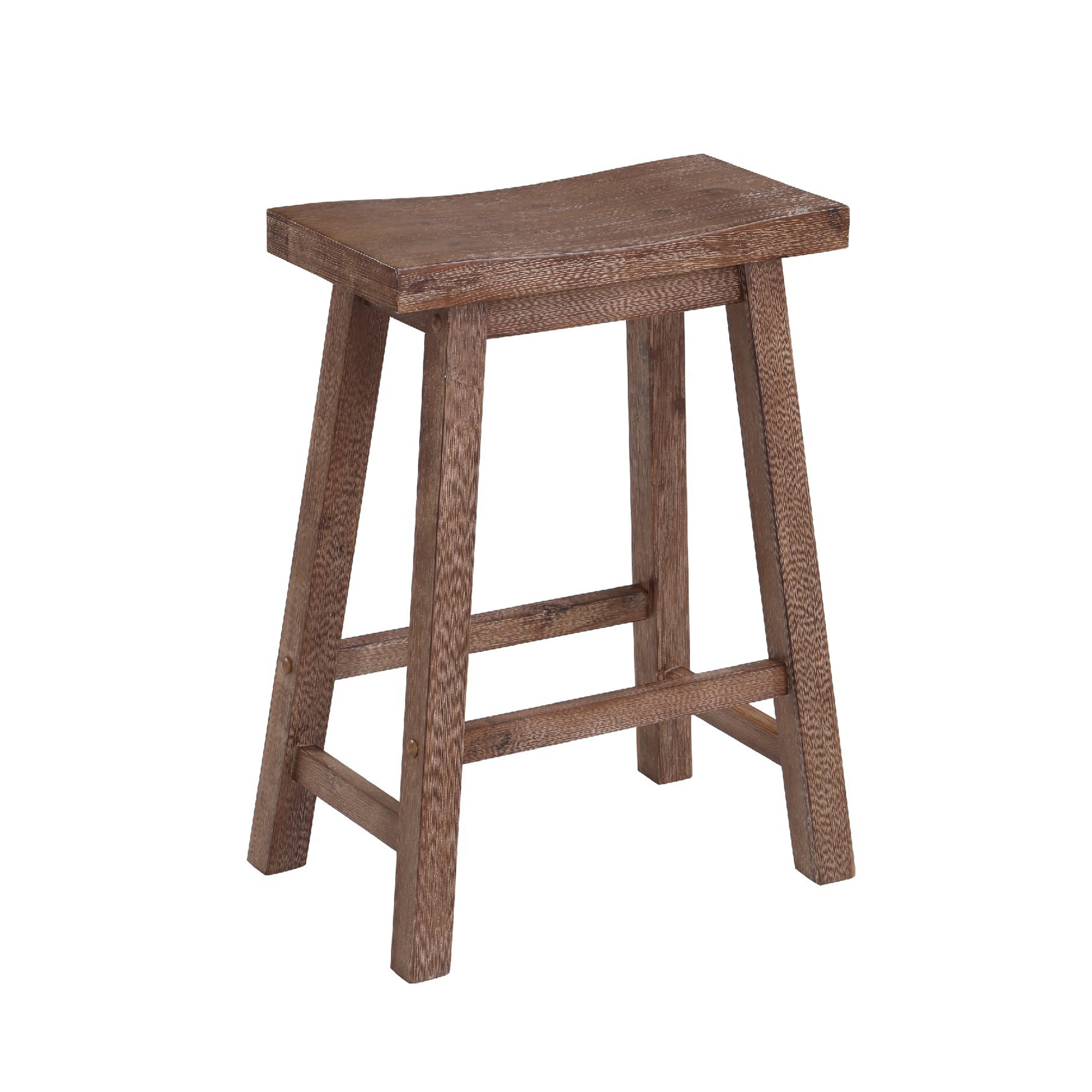 Wooden Frame Saddle Seat Counter Height Stool with Angled Legs, Brown