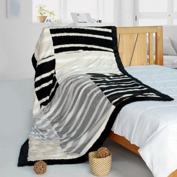 Onitiva - [Classic Stripe] Patchwork Throw Blanket (61 by 86.6 inches)