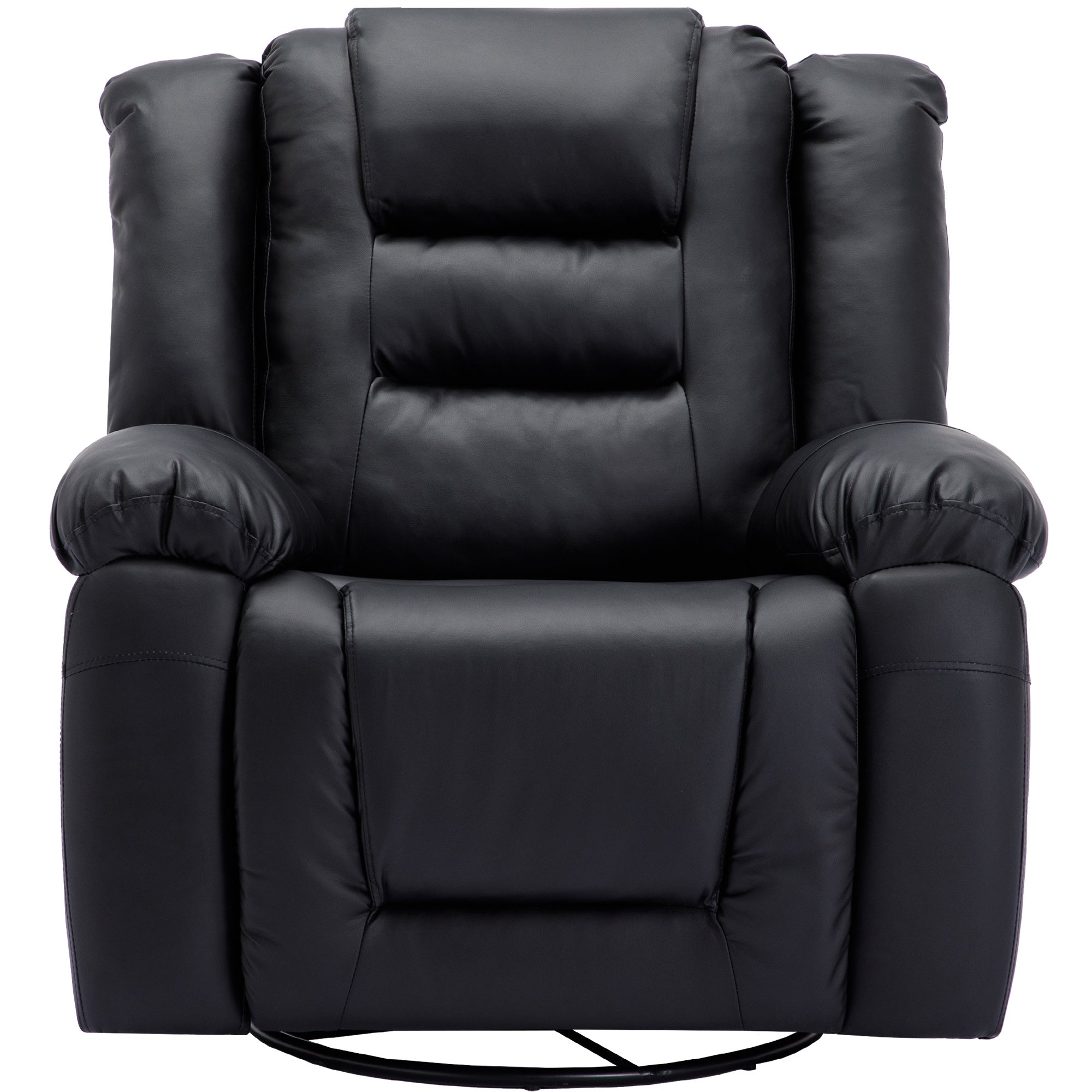 360° Swivel Rocker Recliner,Home Theater Seating Manual Recliner, PU Leather Reclining Chair for Living Room,Black