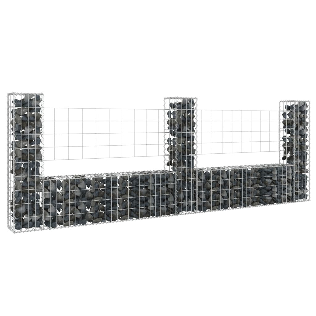 U-shape Gabion Basket with 3 Posts Iron 102.4"x7.9"x39.4"