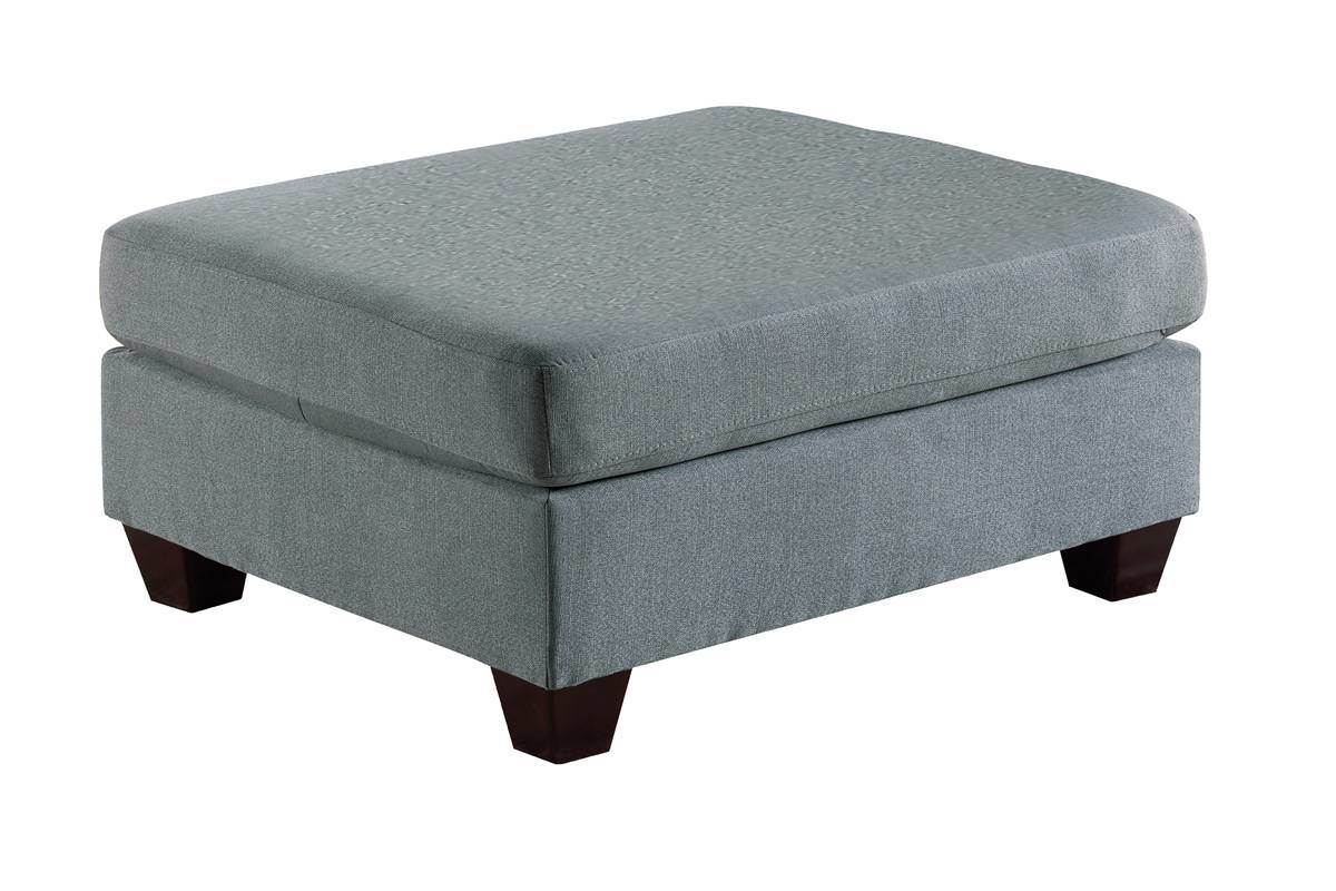 Living Room Furniture Cocktail Ottoman Grey Linen Like Fabric 1pc Plush Ottoman Wooden Legs