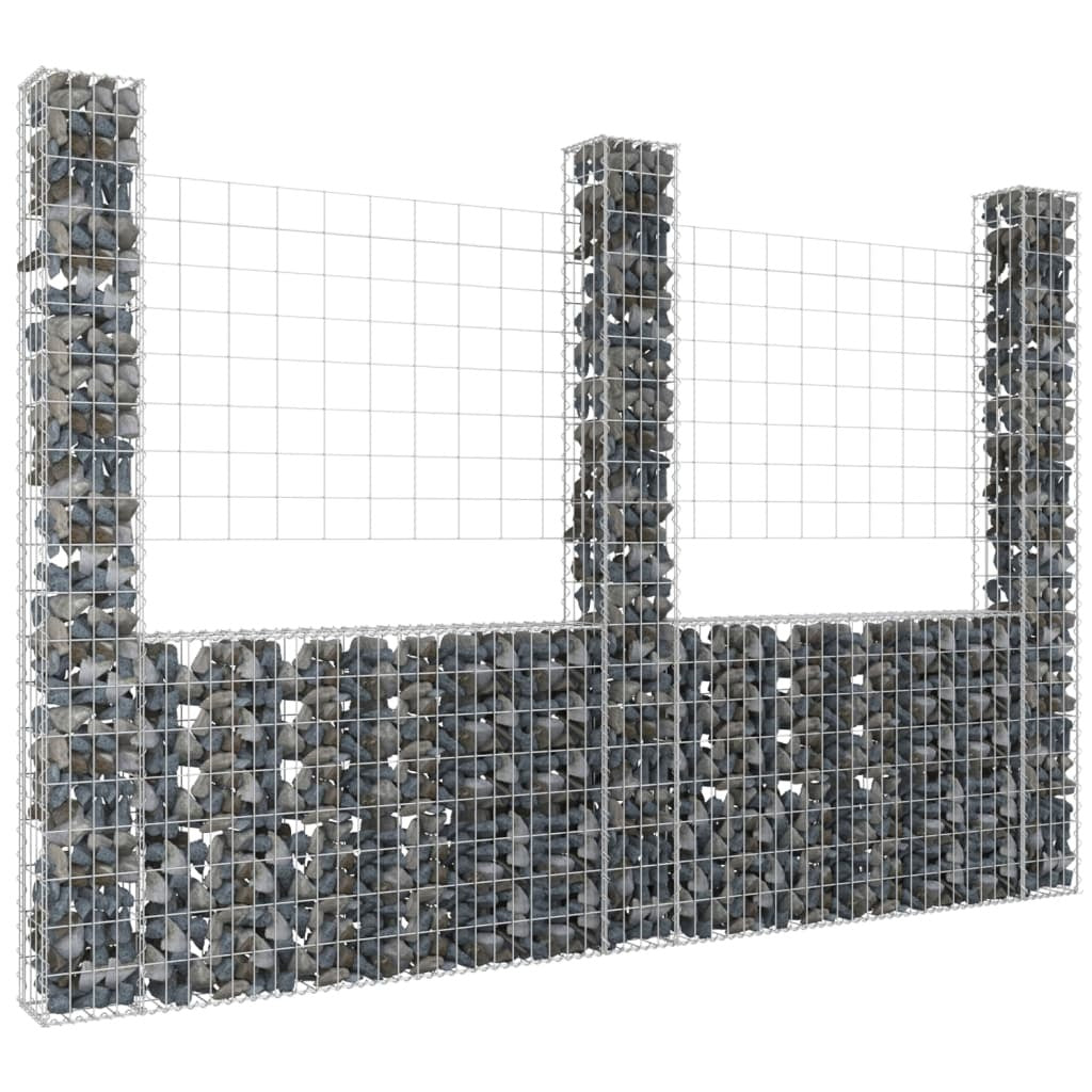 U-shape Gabion Basket with 3 Posts Iron 102.4"x7.9"x78.7"