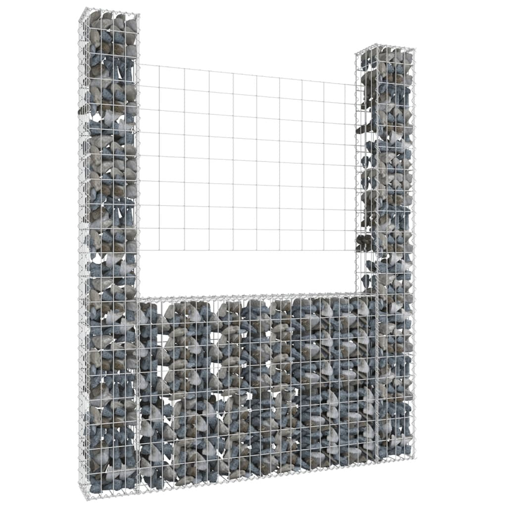 U-shape Gabion Basket with 2 Posts Iron 55.1"x7.9"x78.7"