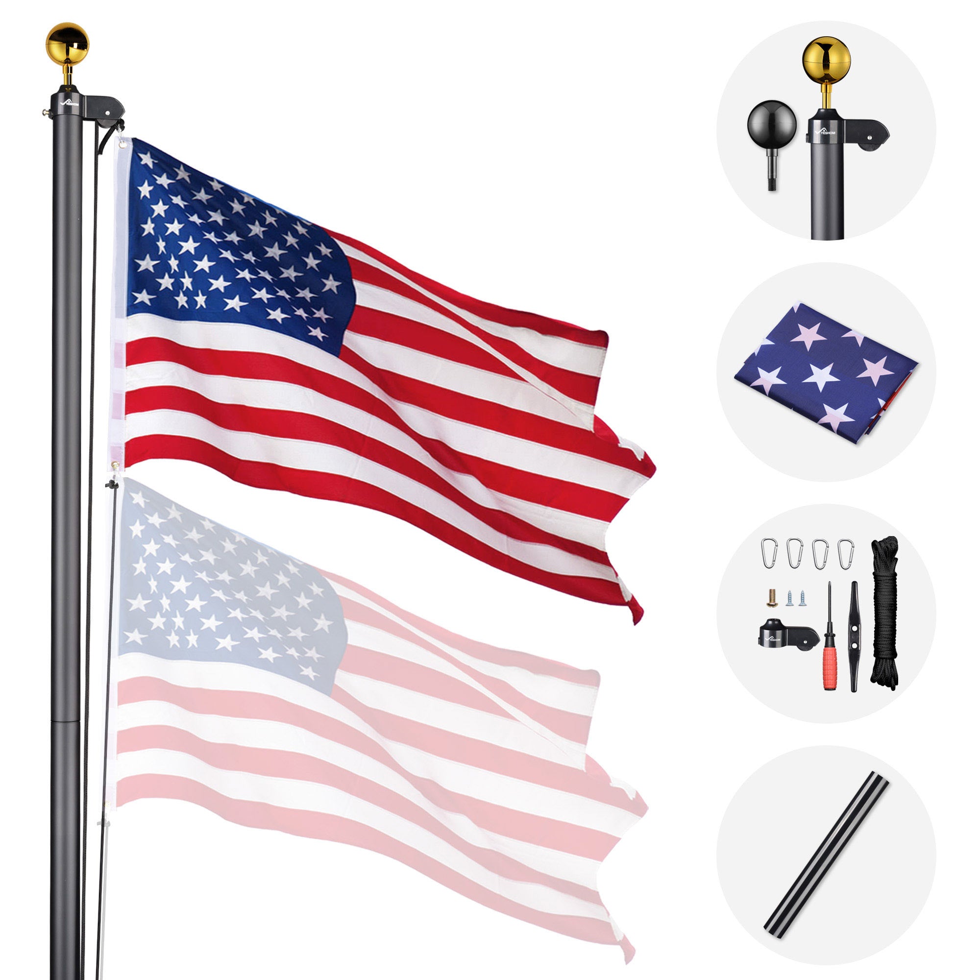 20ft Sectional Al Flag Pole