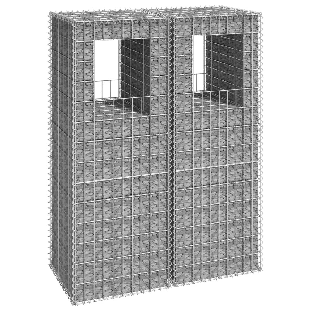 Gabion Basket Posts 2 pcs 19.7"x19.7"x55.1" Iron