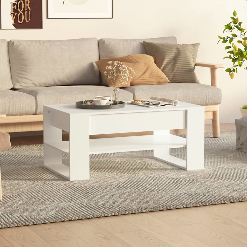 Coffee Table White 40.2"x21.7"x17.7" Engineered Wood