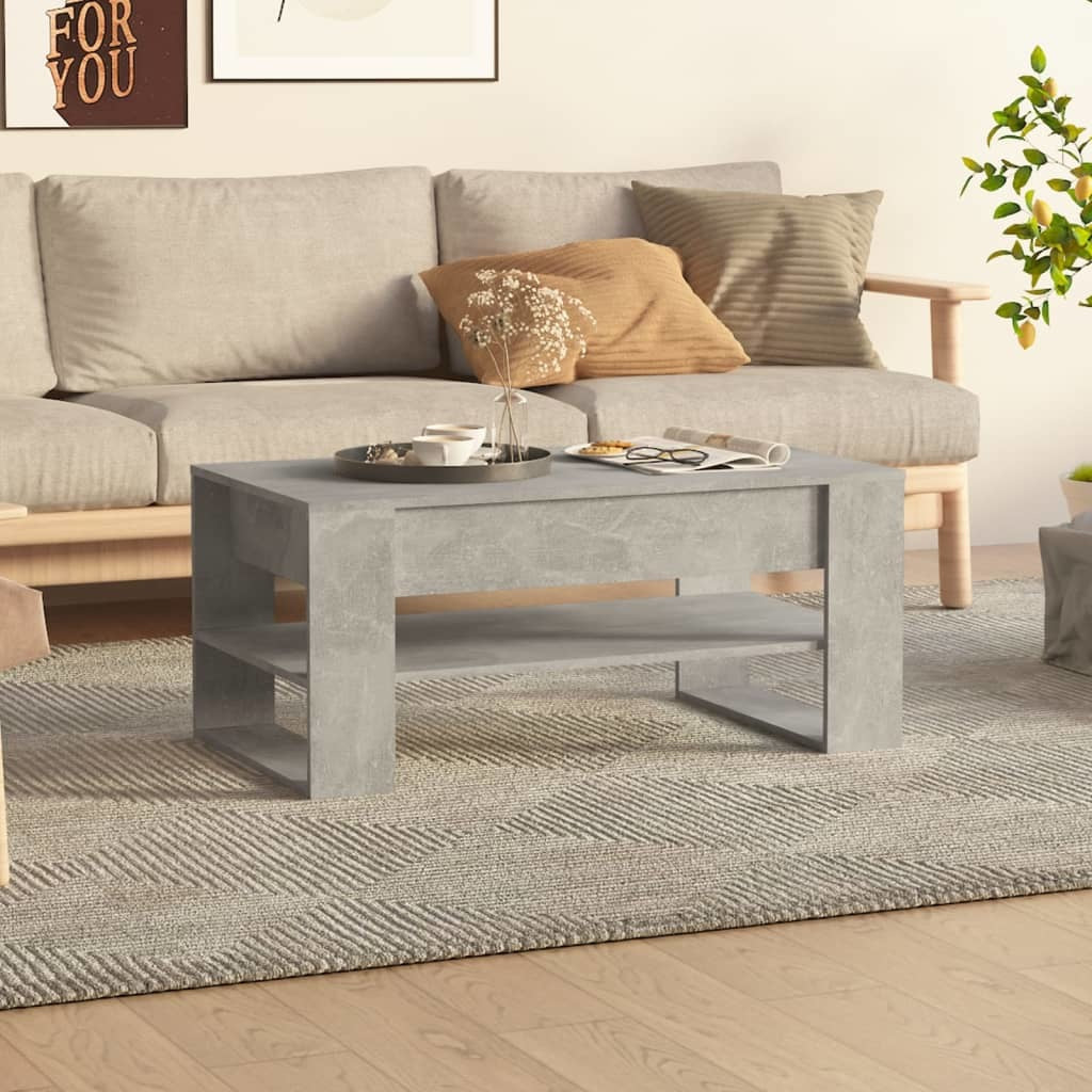 Coffee Table Concrete Gray 40.2"x21.7"x17.7" Engineered Wood