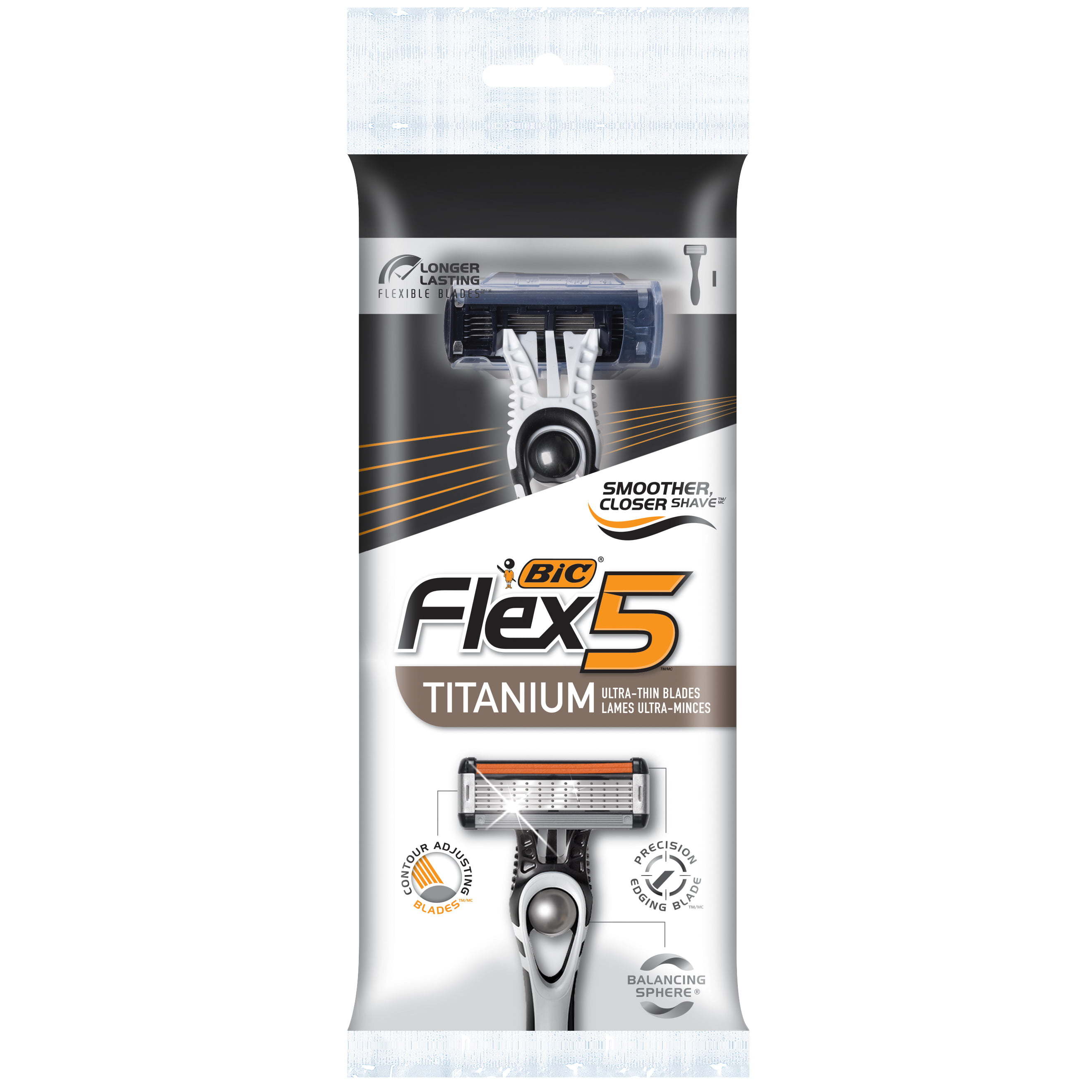 Bic Flex 5 Titanium Men's Shaving Razor;  5 Blade;  Disposable Razors;  1 Pack