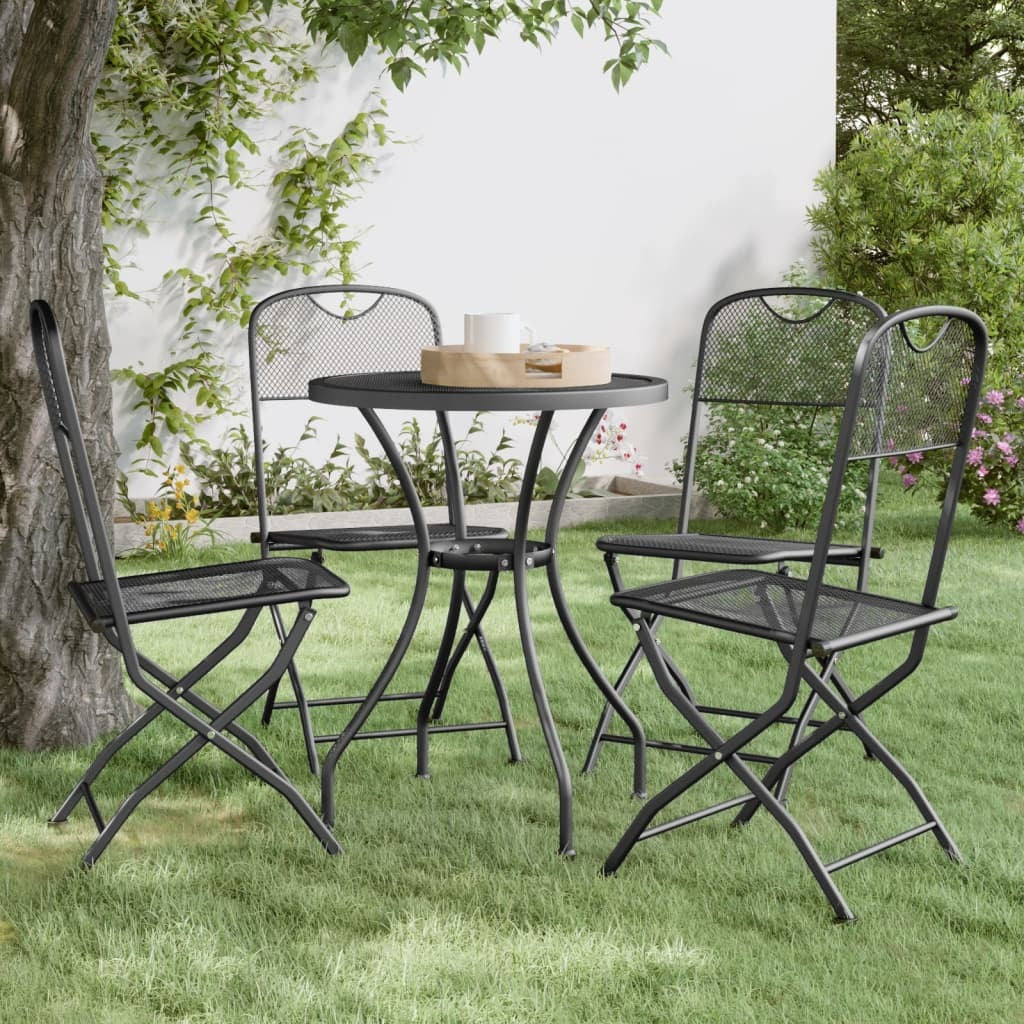 Folding Patio Chairs 4 pcs Expanded Metal Mesh Anthracite