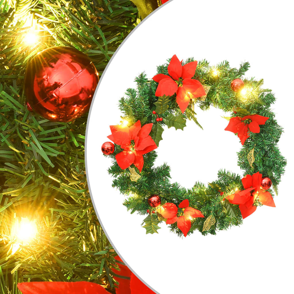 Christmas Wreath with LED Lights Green 23.6" PVC