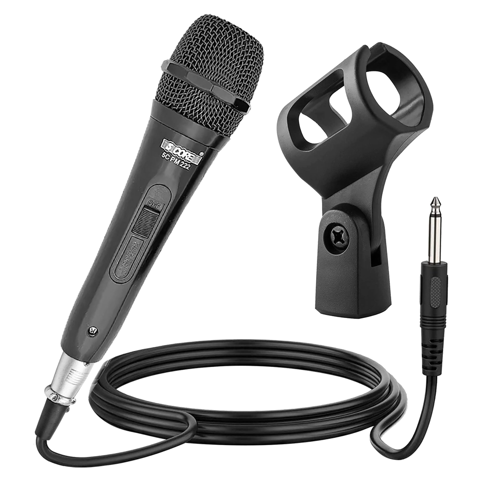 5 Core Karaoke Microphone Dynamic Vocal Handheld Mic Cardioid Unidirectional Microfono w On and Off Switch Includes XLR Audio Cable Mic Holder PM-222