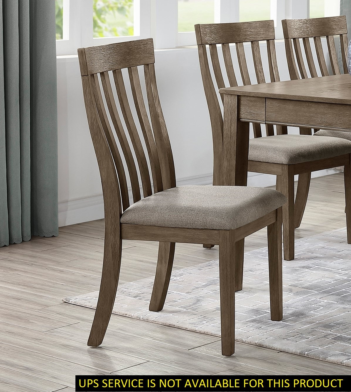 Dining Room Furniture Side Chairs 2pc Set Wire Brushed Brown Finish Vertical Slat Back Design Wooden Chairs Set