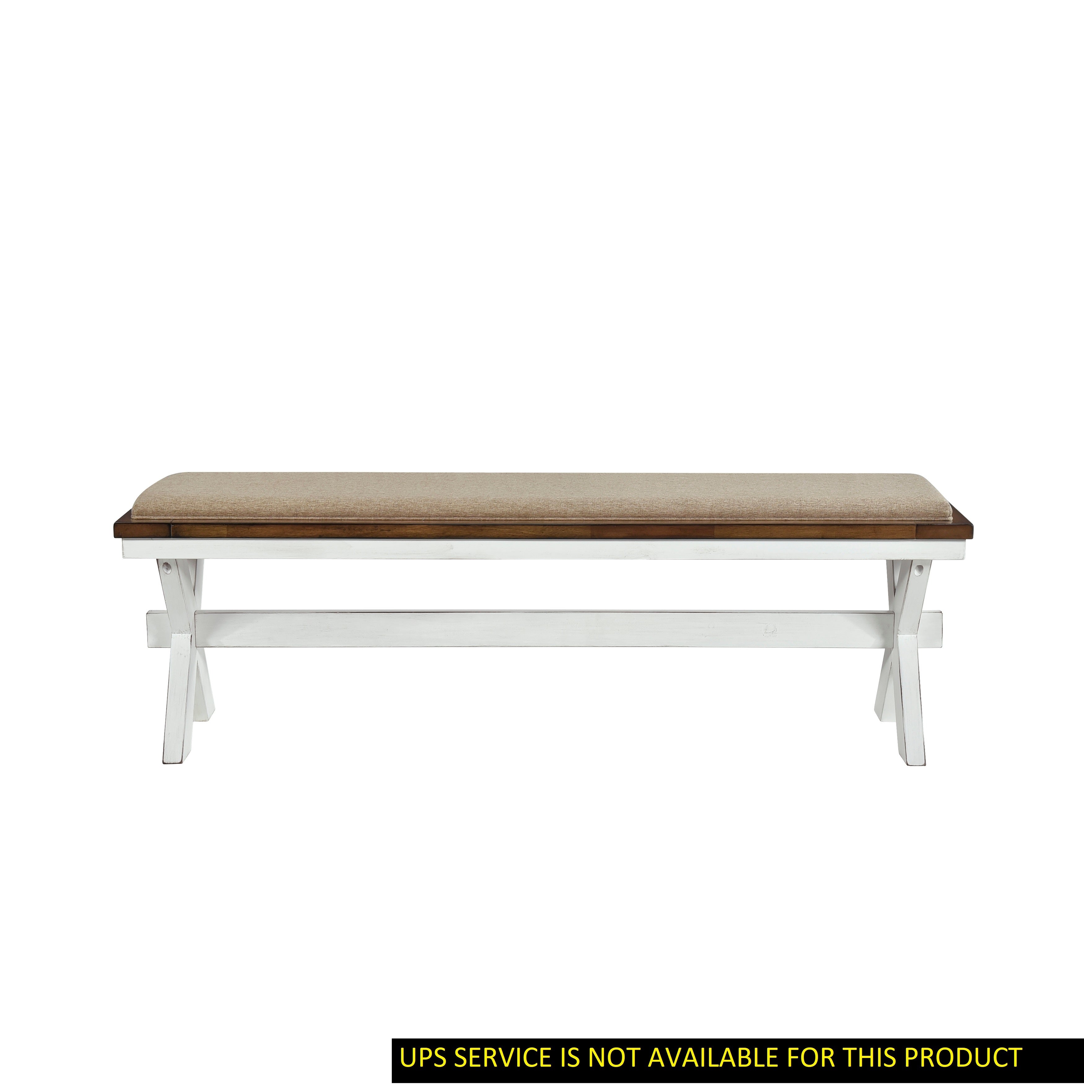 Modern Style White and Oak Finish 1pc Bench Fabric Upholstered Seat Charming Traditional Dining Wooden Furniture