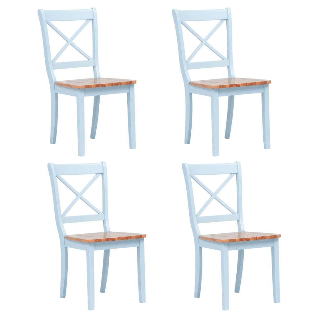 Dining Chairs 4 pcs Gray and Light Wood Solid Rubber Wood