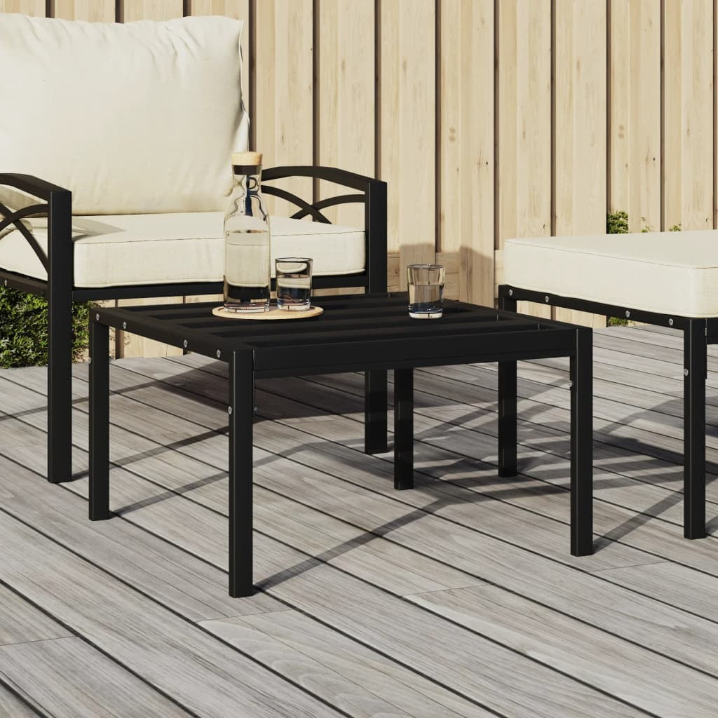 Patio Coffee Table Black 23.6"x23.6"x13.8" Steel