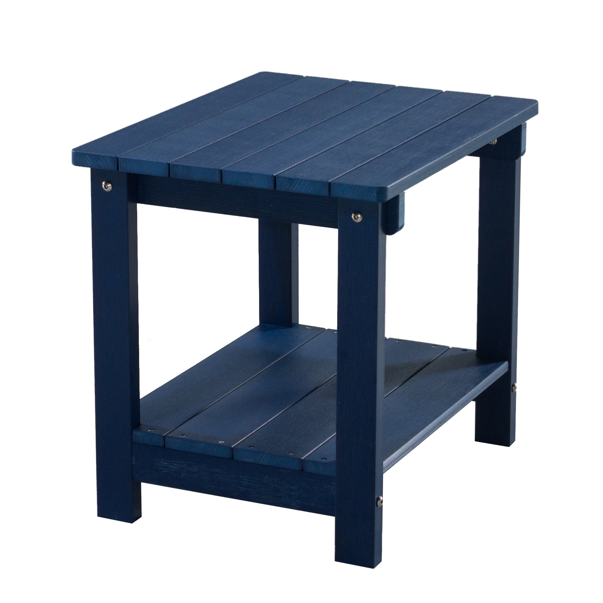 Key West Weather Resistant Outdoor Indoor Plastic Wood End Table, Patio Rectangular Side table, Small table for Deck, Backyards, Lawns, Poolside, and Beaches, Blue