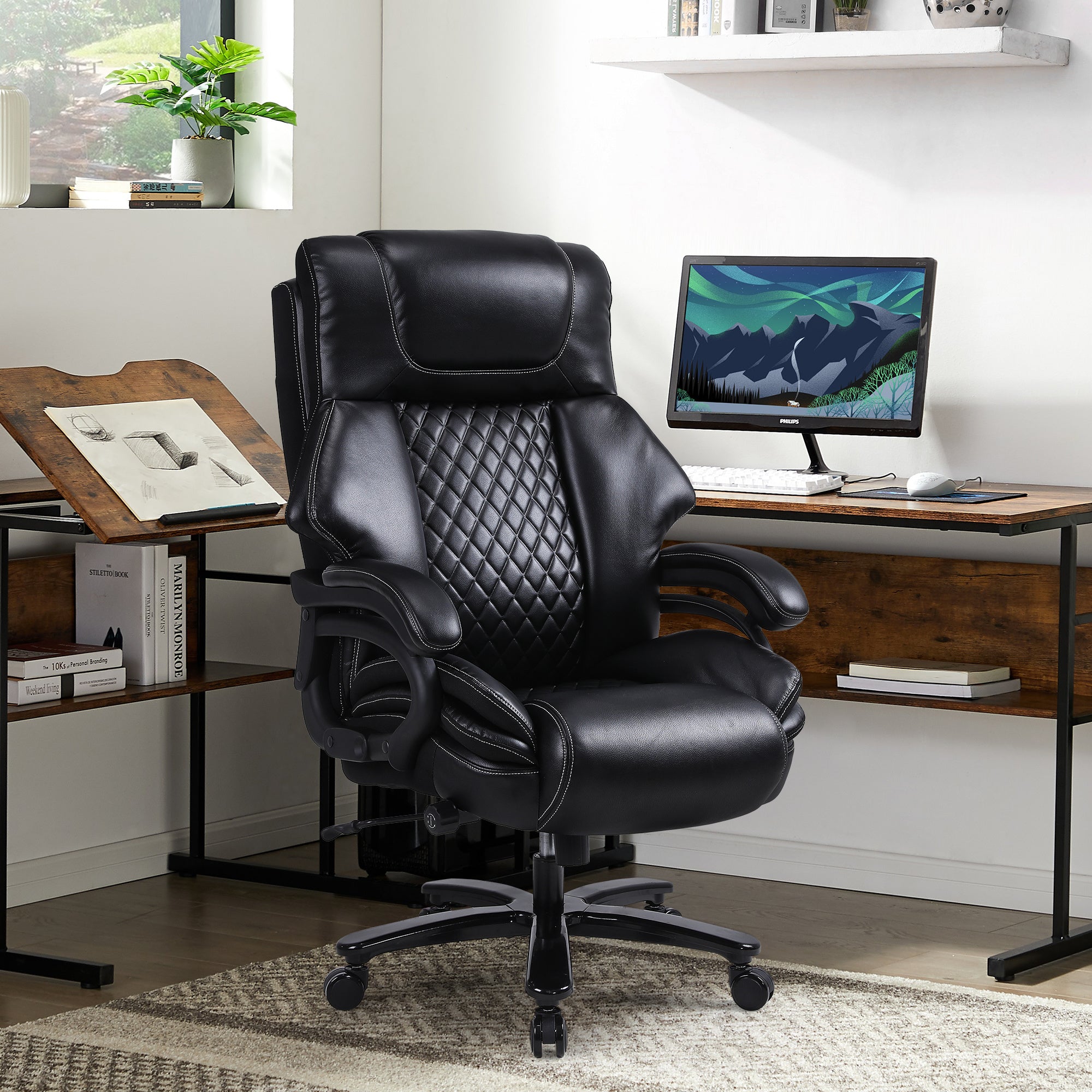 Vanbow.Office Chair.Heavy and tall adjustable executive Big and Tall Office Chair