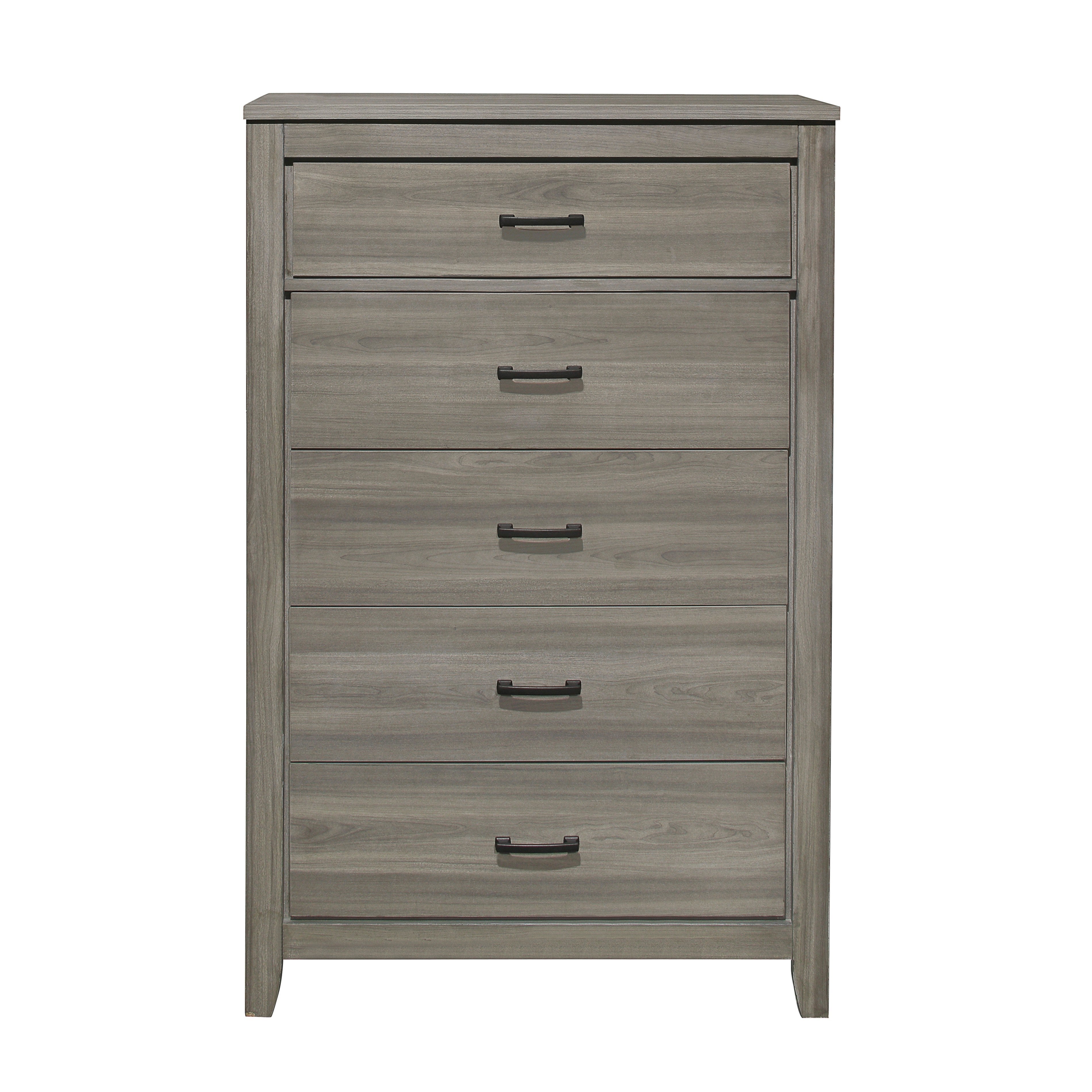 Dark Gray Finish Transitional Look 1pc Chest of 5 Drawers Industrial Rustic Modern Style Bedroom Furniture