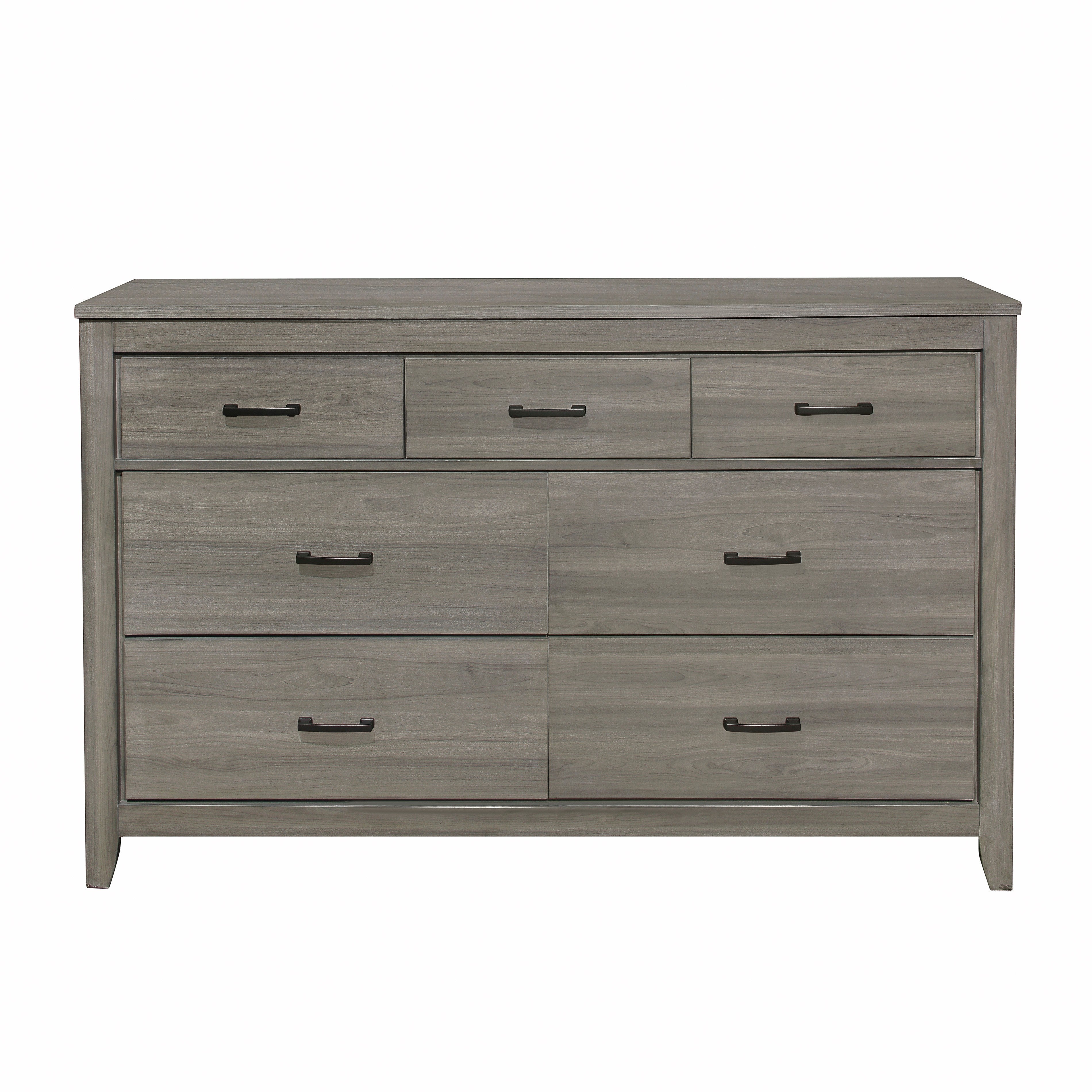 Dark Gray Finish Transitional Look 1pc Dresser of 7 Drawers Industrial Rustic Modern Style Bedroom Furniture