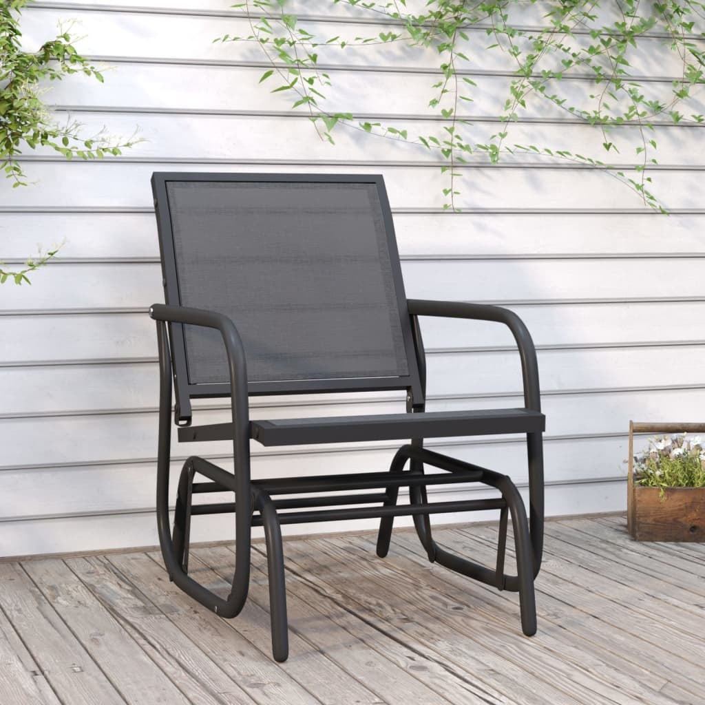 Garden Glider Chair Black 24"x29.9"x34.3" Textilene&Steel