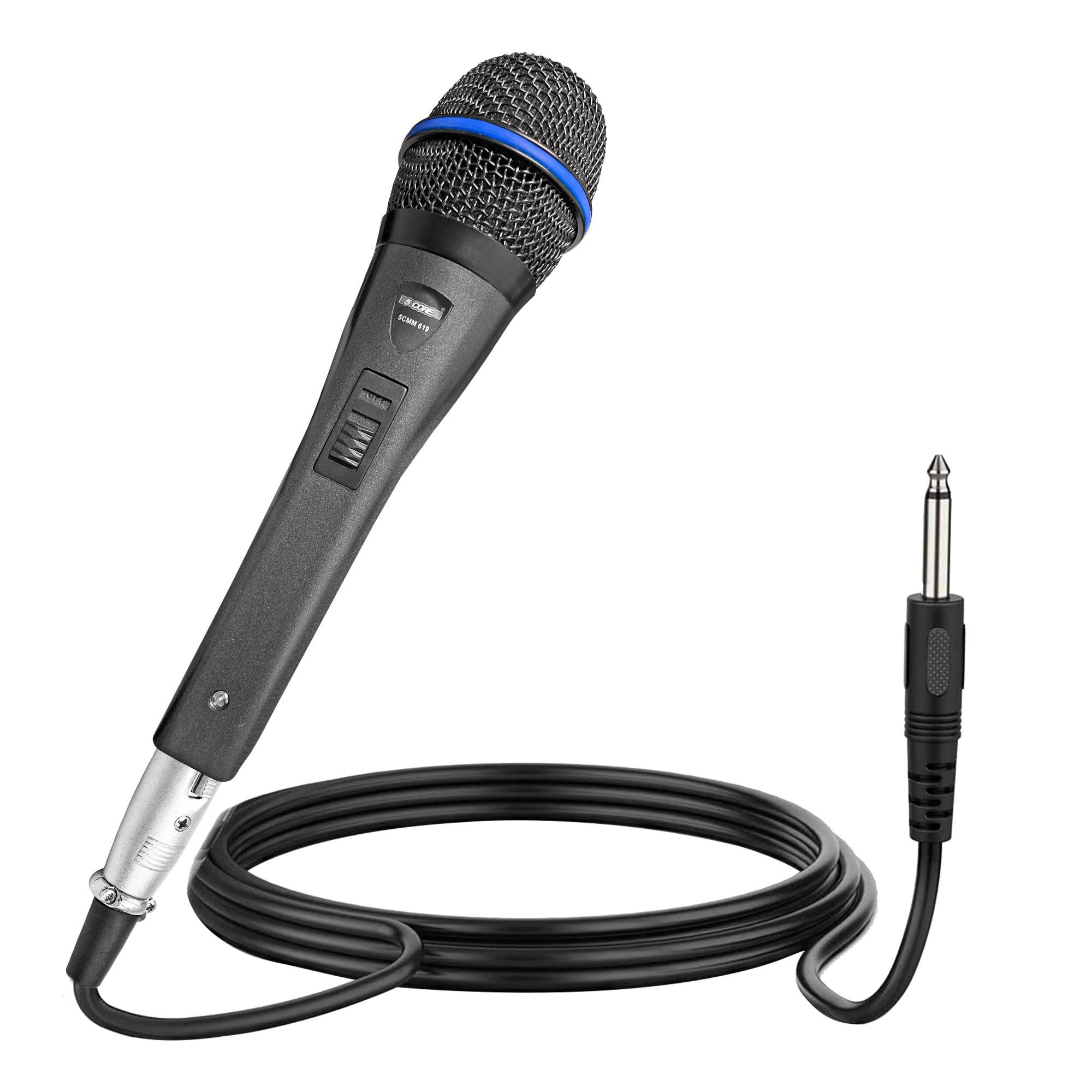 5 Core Microphone Wired Dynamic Vocal Karaoke Handheld Mic Cardioid Unidirectional Microfono w On and Off Switch Includes XLR Audio Cable for Singing Public Speaking & Parties PM 619