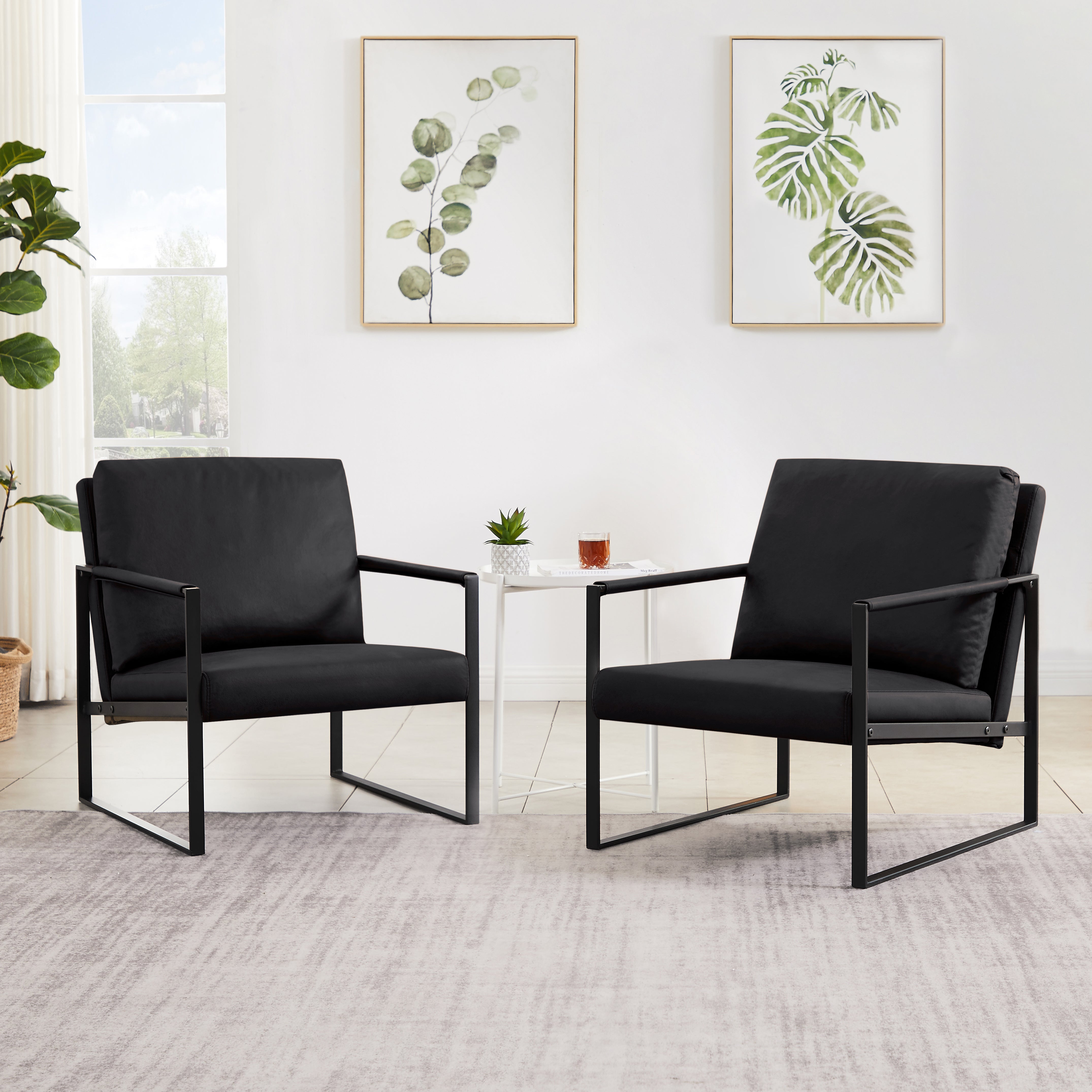 Lounge, living room, office or the reception area PVC leather accent arm chair with Extra thick padded backrest and seat cushion sofa chairs,Non-slip 