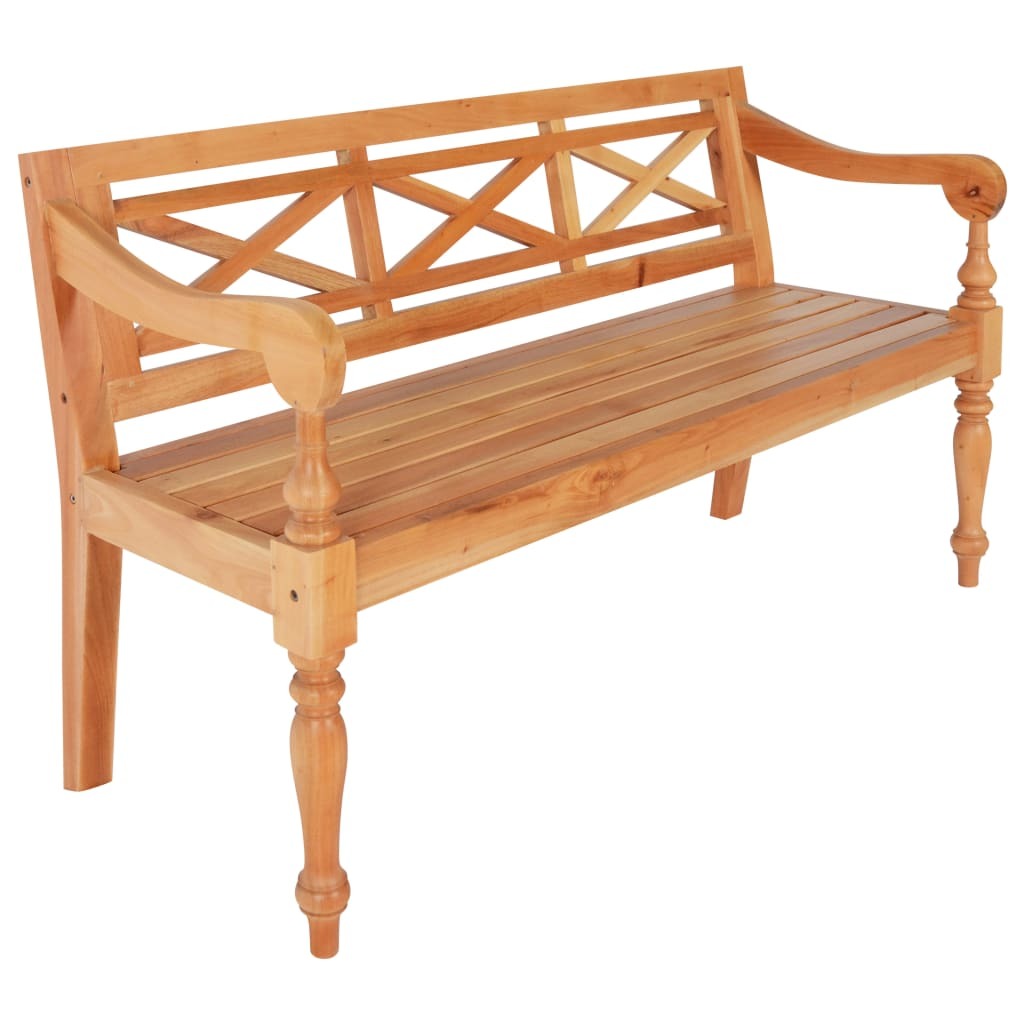 Batavia Bench 48.4" Solid Mahogany Wood Light Brown