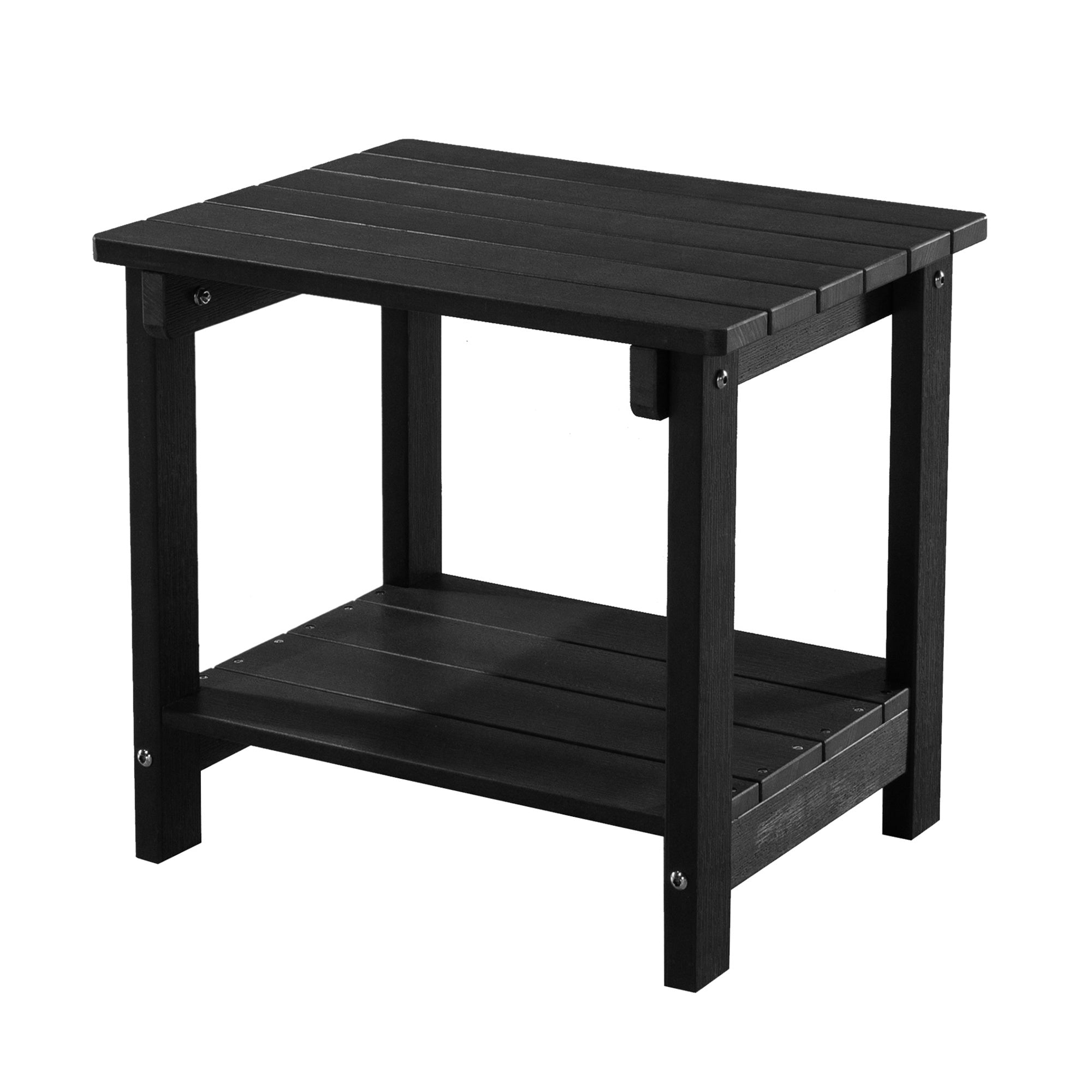 Key West Weather Resistant Outdoor Indoor Plastic Wood End Table, Patio Rectangular Side table, Small table for Deck, Backyards, Lawns, Poolside, and Beaches, Black