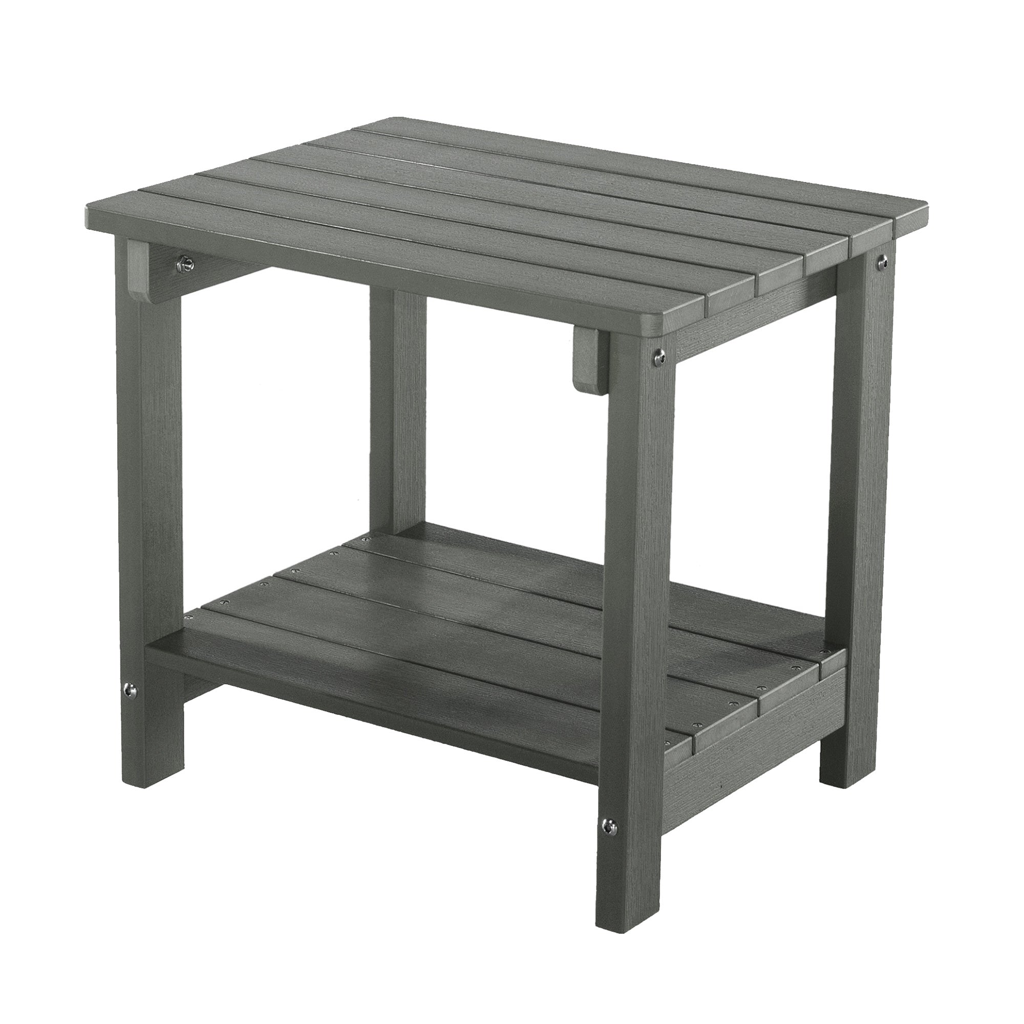 Key West Weather Resistant Outdoor Indoor Plastic Wood End Table; Patio Rectangular Side table; Small table for Deck; Backyards; Lawns; Poolside; and 