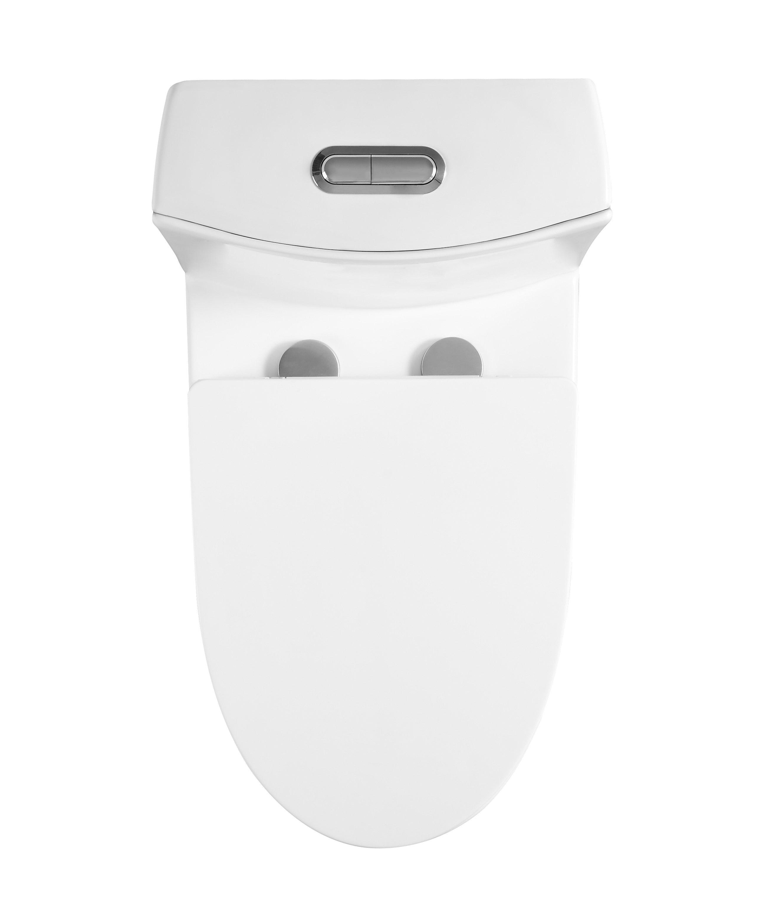 Dual Flush Elongated Standard One Piece Toilet with Comfortable Seat Height, Soft Close Seat Cover, High-Efficiency Supply, White Toilet