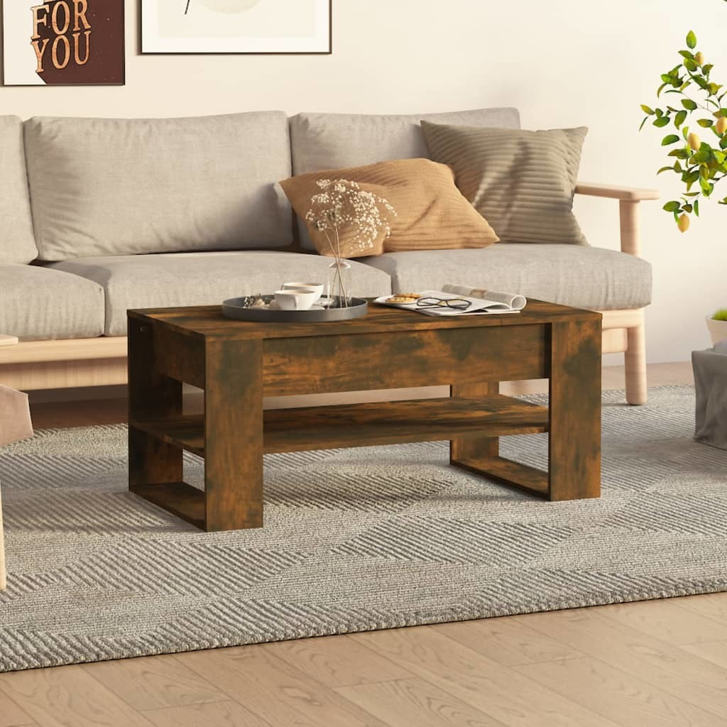 Coffee Table Smoked Oak 40.2"x21.7"x17.7" Engineered Wood