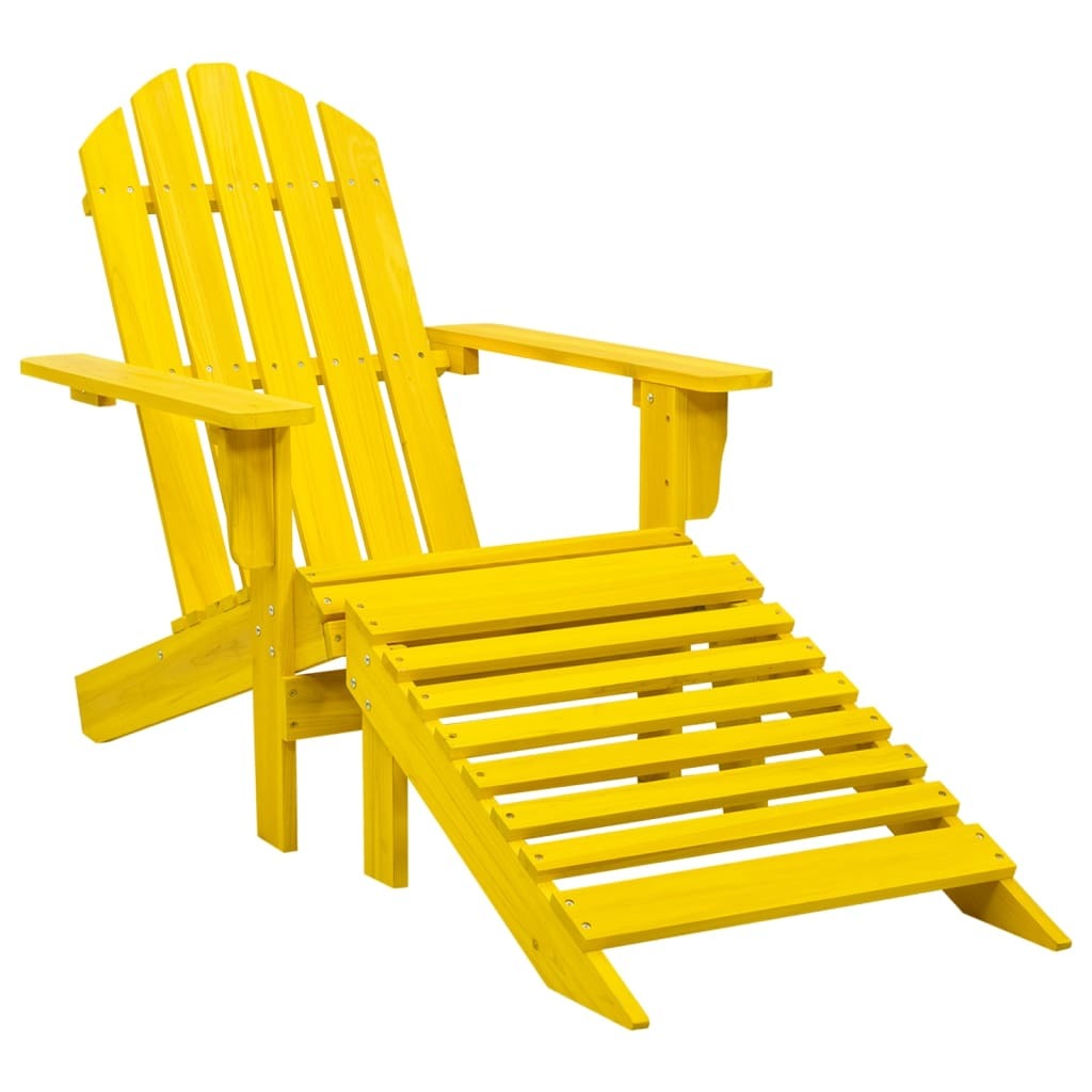 Patio Adirondack Chair with Ottoman Solid Fir Wood Yellow