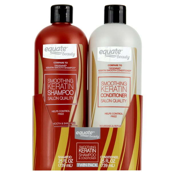 Equate Smoothing Keratin Shampoo & Conditioner;  Full Size Set;  2 Piece