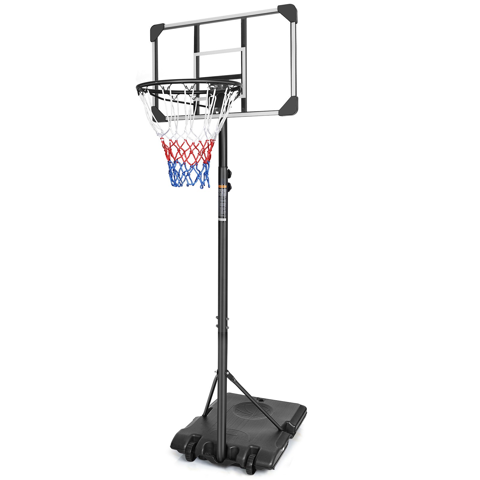 Teenagers Youth Height Adjustable 5.6 to 7ft Basketball Hoop 28 Inch Backboard Portable Basketball Goal System with Stable Base and Wheels, use for Indoor Outdoor