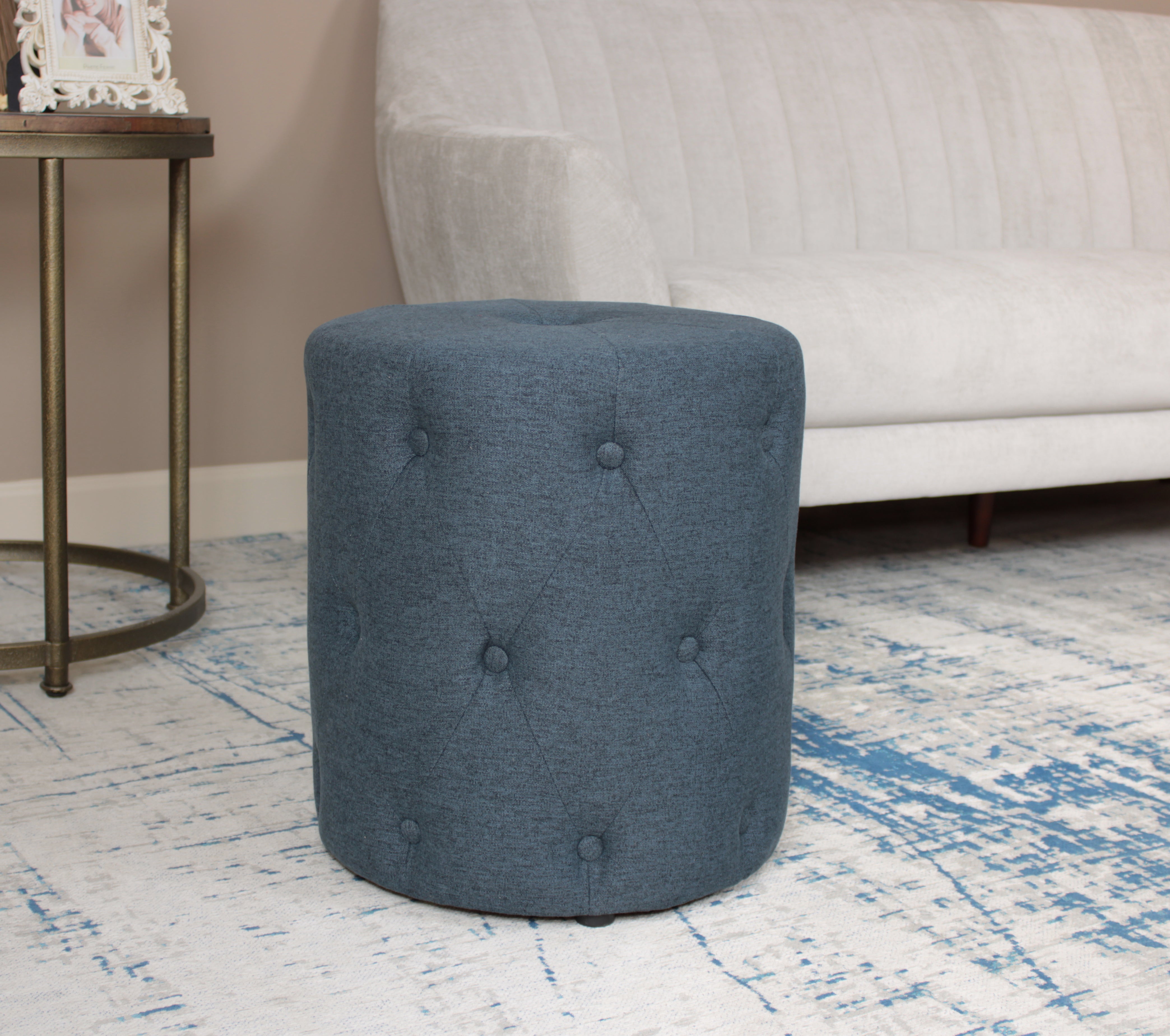 TUFT PUFF OTTOMAN - BLUE