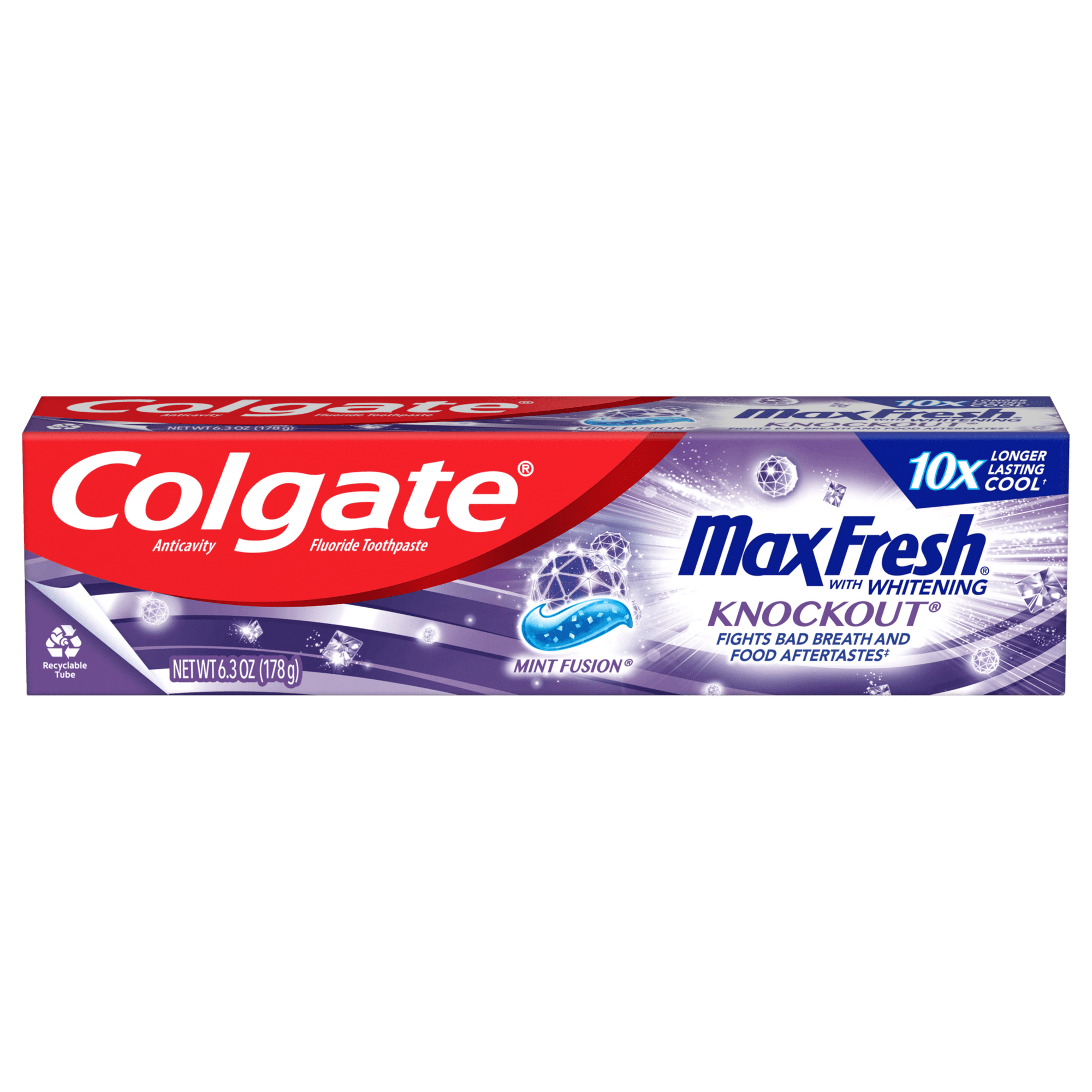 Colgate Max Fresh Knockout Toothpaste;  Whitening with Mini Breath Strips;  6.3 oz