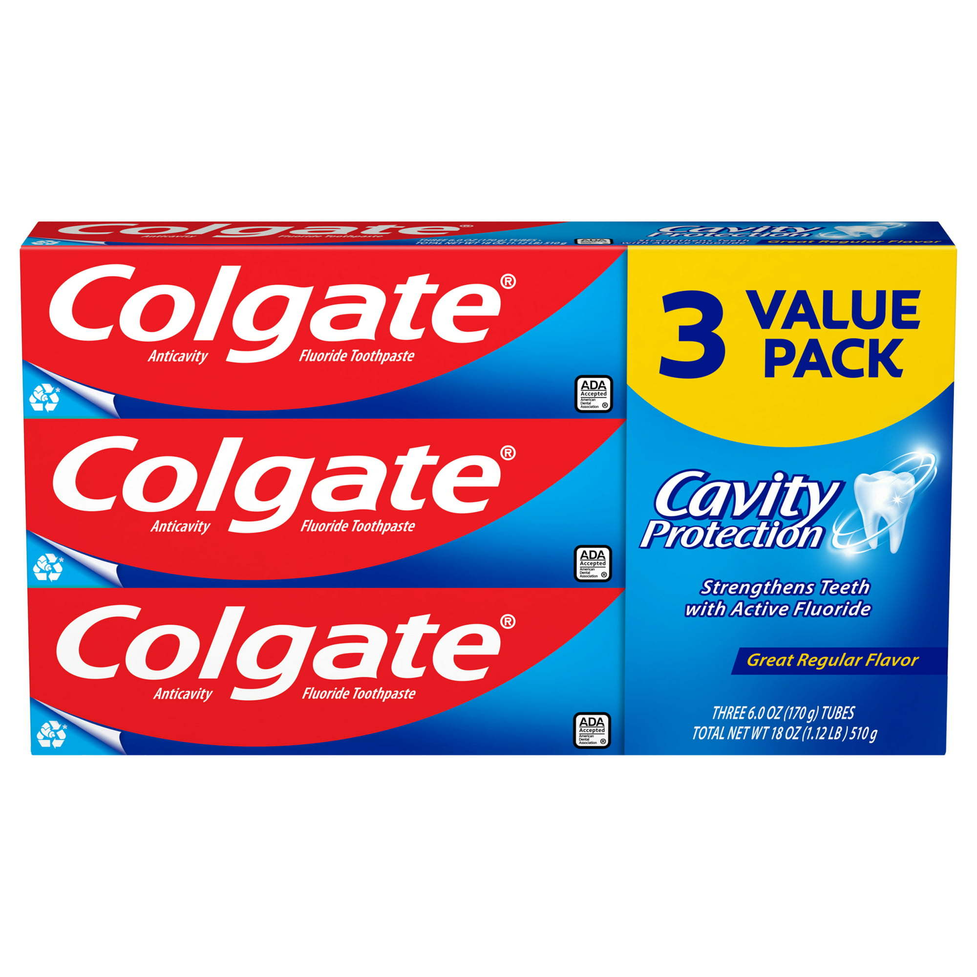 Colgate Cavity Protection Toothpaste;  Great Regular Flavor;  6 oz;  3 Pack