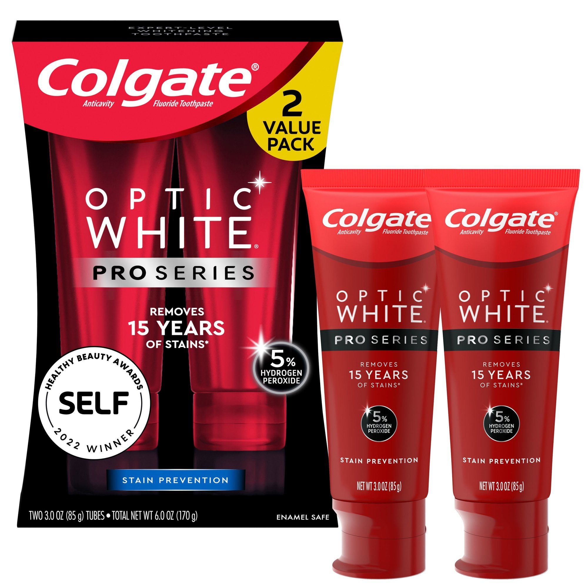 Colgate Optic White Pro Series Whitening Toothpaste;  Stain Prevention;  3 oz Tube;  2 Pack