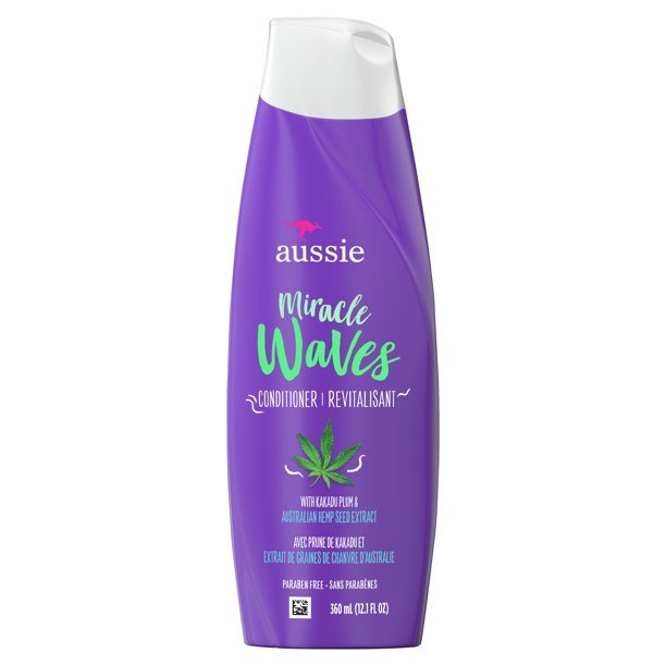 Aussie Miracle Waves Anti-Frizz Hemp Paraben-Free Conditioner;  12.1 fl oz