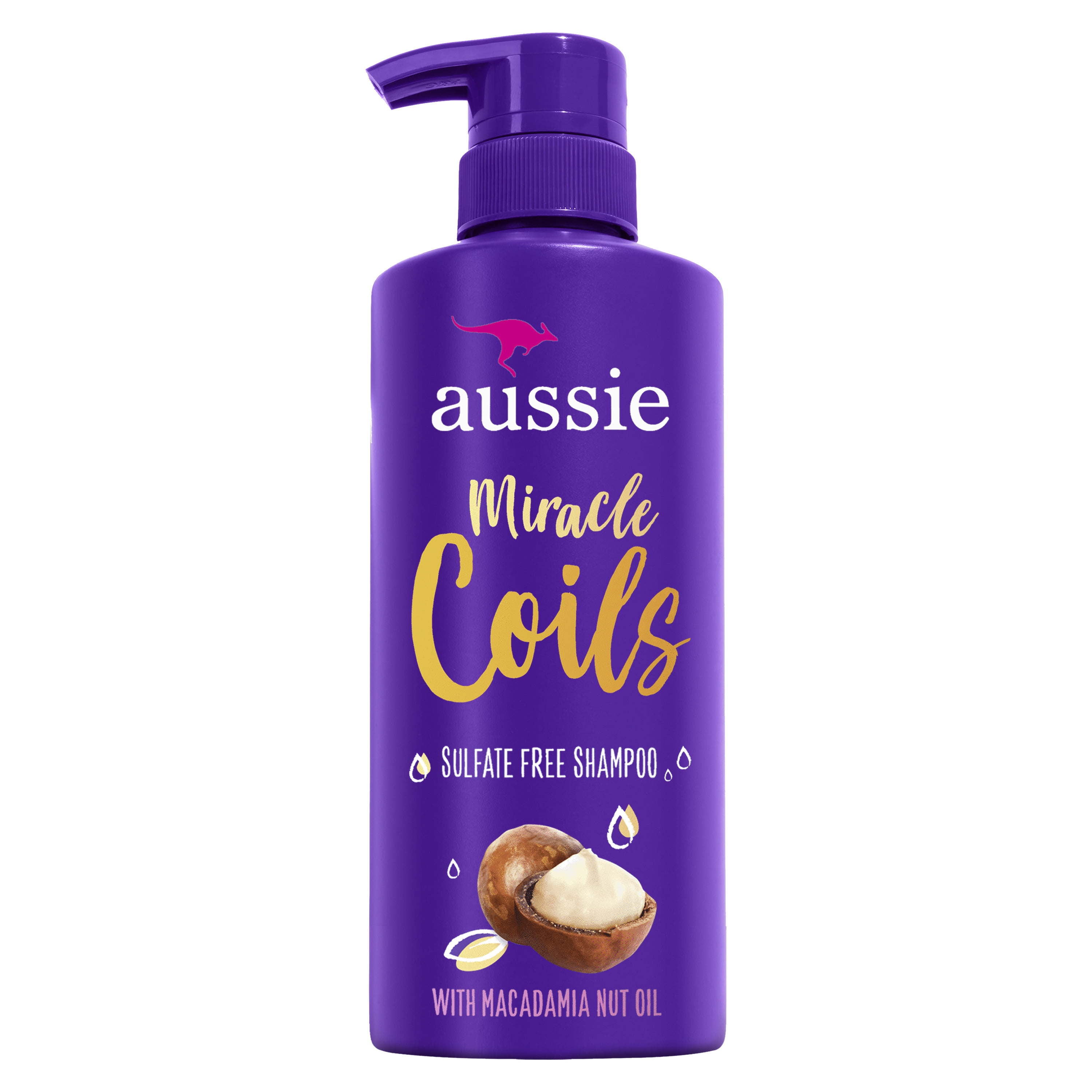 Aussie Miracle Coils Sulfate-Free Shampoo with Macadamia Nut Oil;  Paraben Free;  16 fl oz