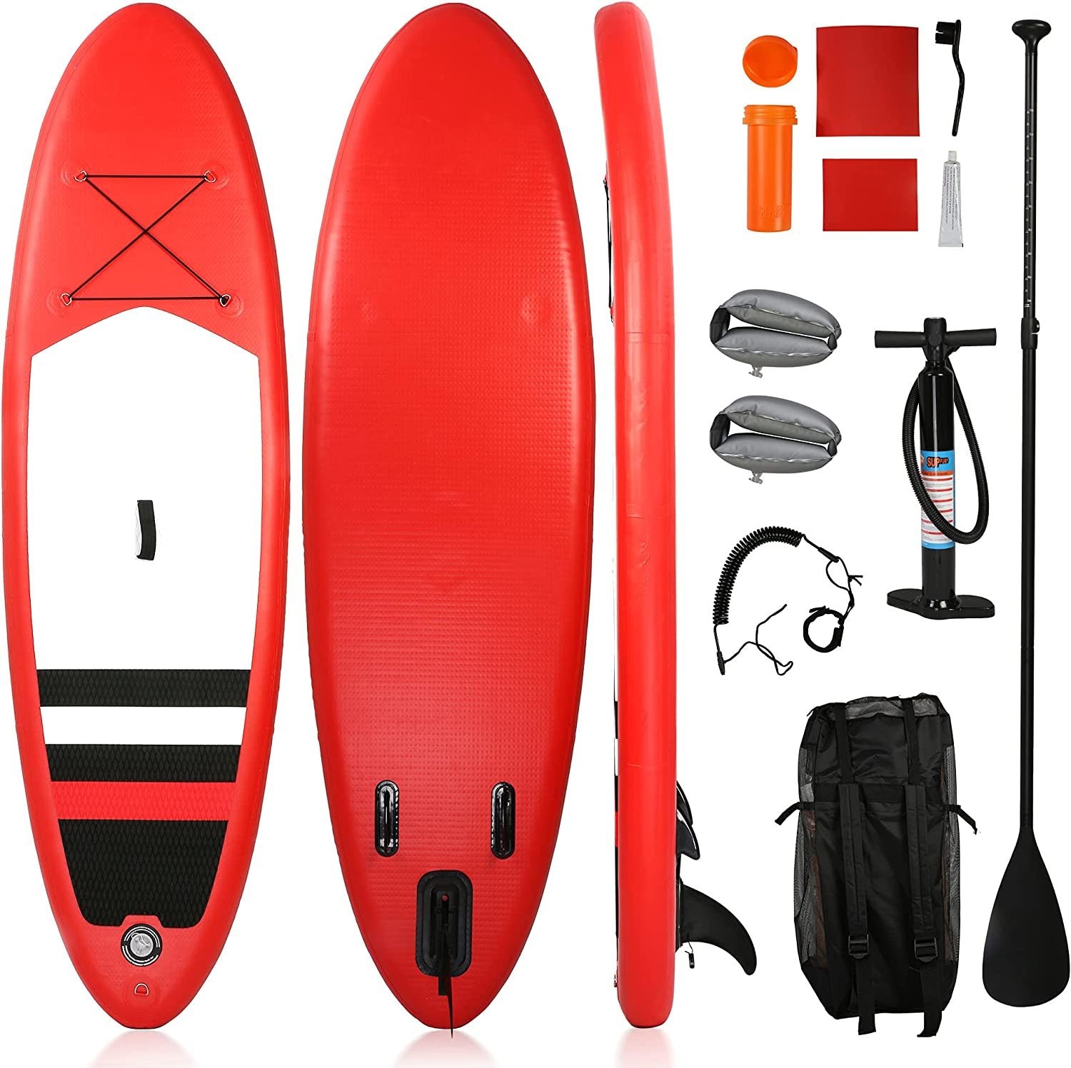 9' Inflatable Stand Up SUP Paddleboards with Accessories & Backpack Leash Double Action Hand Pump Repair Kit for Youth & Adult