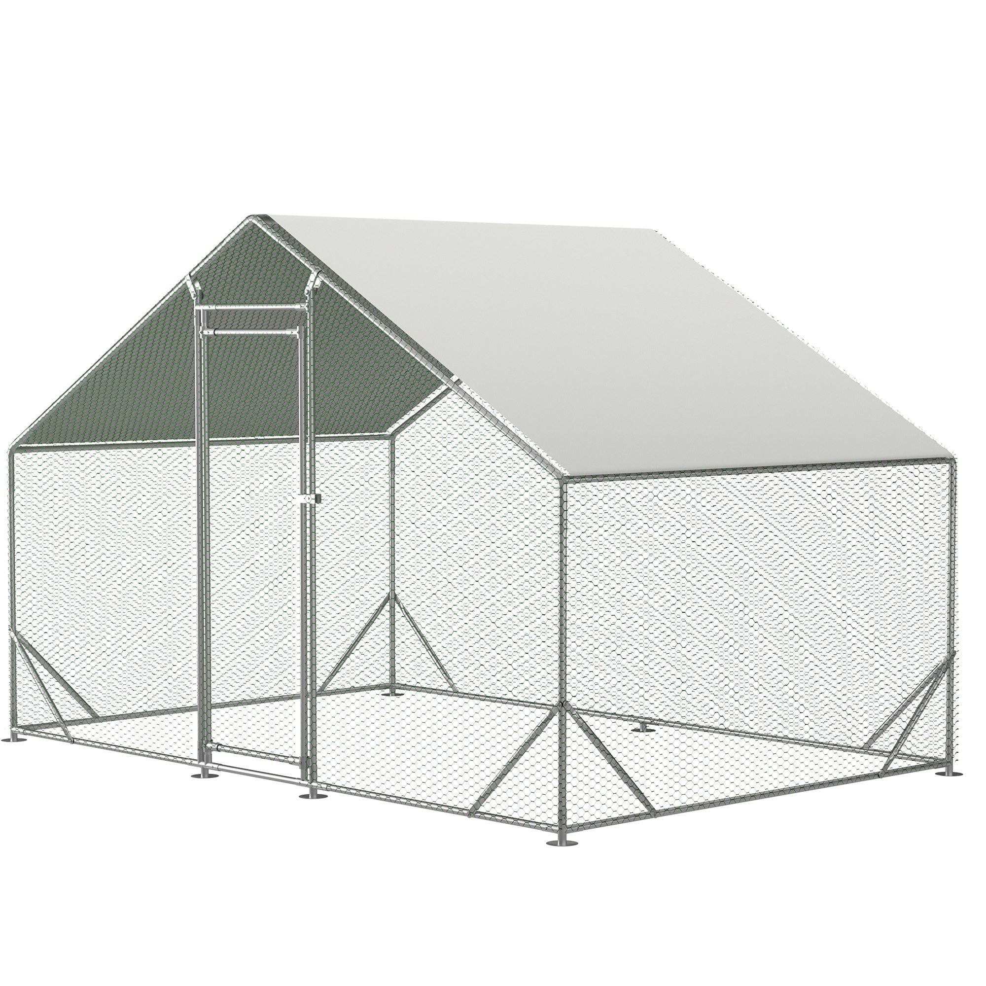 Large Metal Chicken Coop, Walk-in Chicken Run,Galvanized Wire Poultry Chicken Hen Pen Cage, Rabbits Duck Cages with Waterproof and Anti-Ultraviolet Cover for Outside(10' L x 6.6' W x 6.56' H)