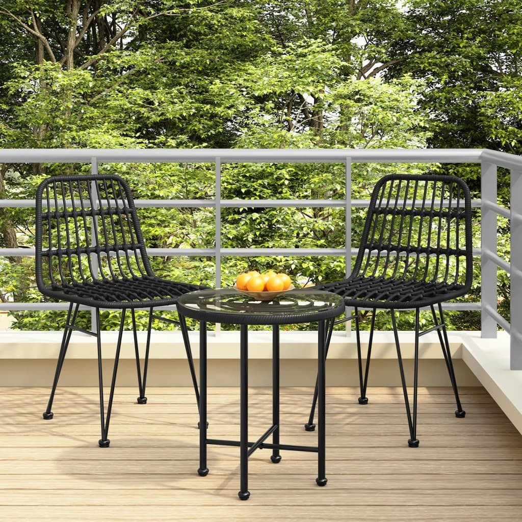 Patio Chairs 2 pcs Black 18.9"x24.4"x33.1" PE Rattan