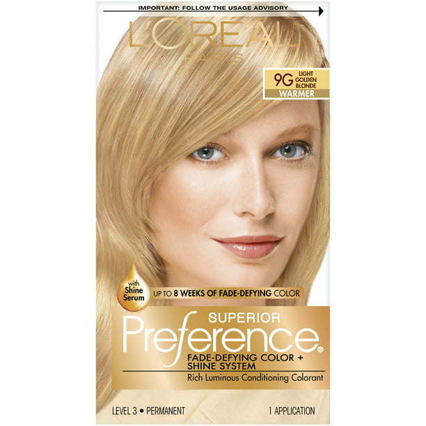 L'Oreal Paris Superior Preference Permanent Hair Color;  9G Light Golden Blonde;  1 Kit