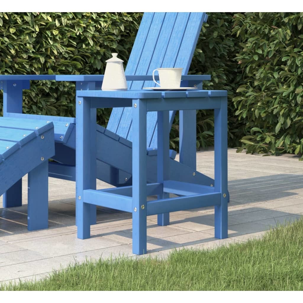 Patio Adirondack Table Aqua Blue 15"x15"x18.1" HDPE