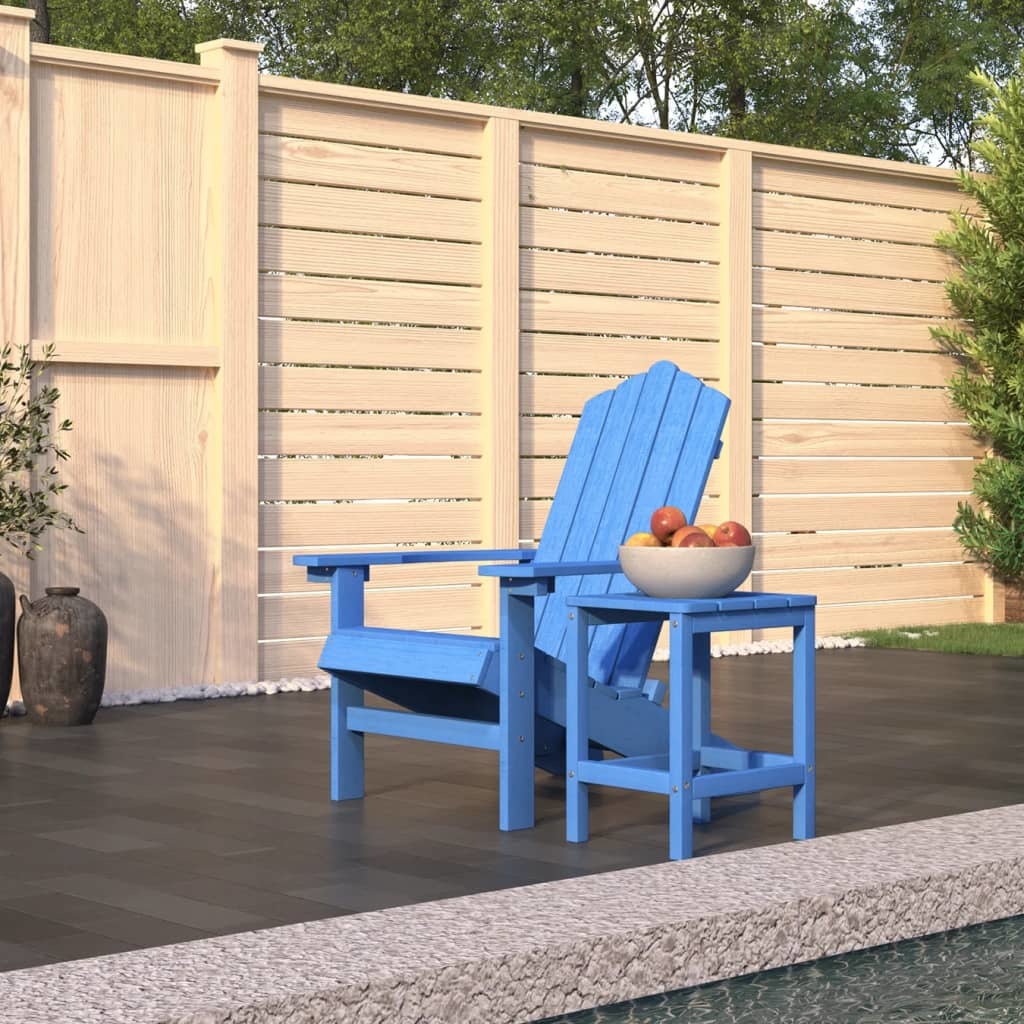 Patio Adirondack Chair with Table HDPE Aqua Blue